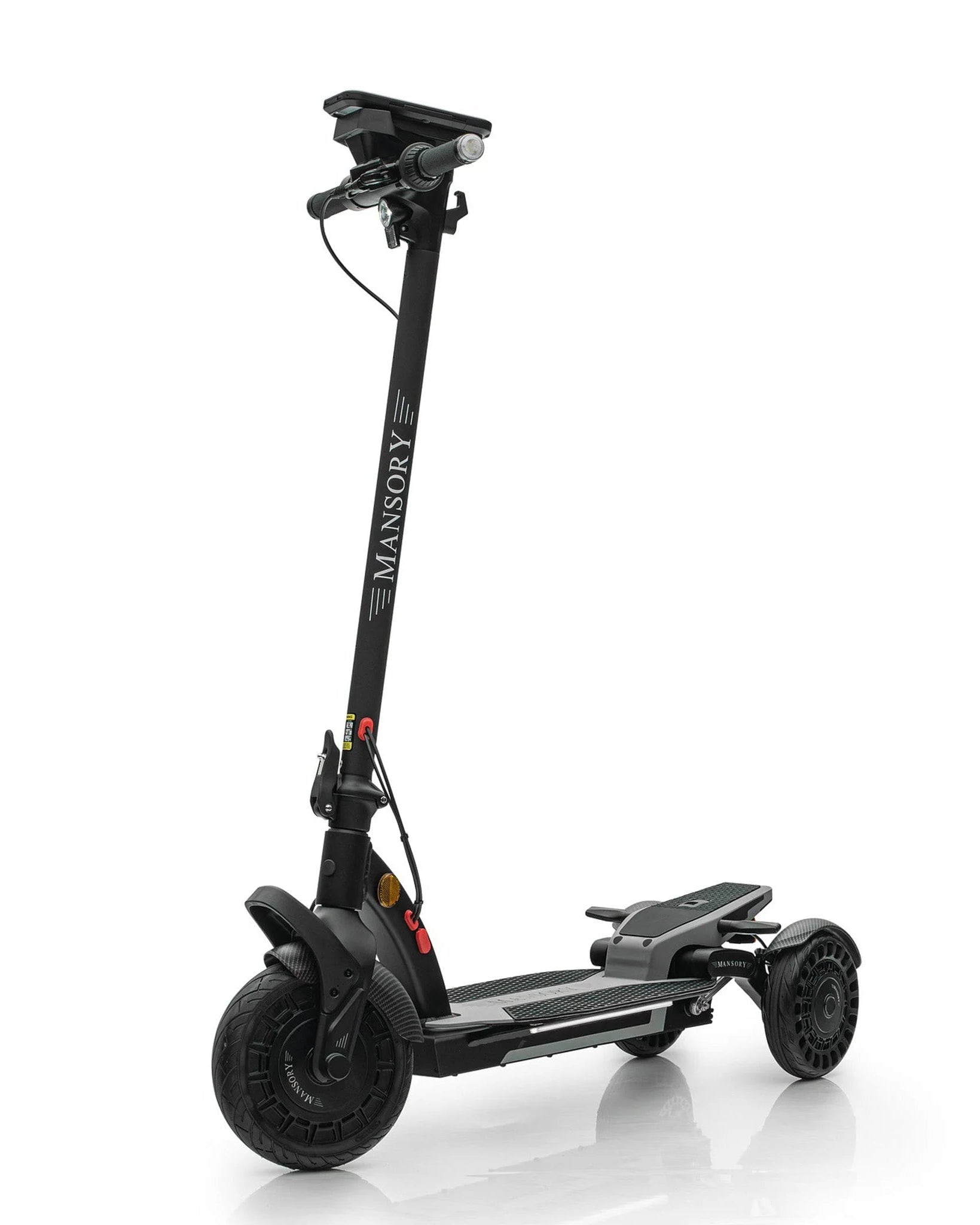 Black electric scooter with 'Mansory' branding on a white background