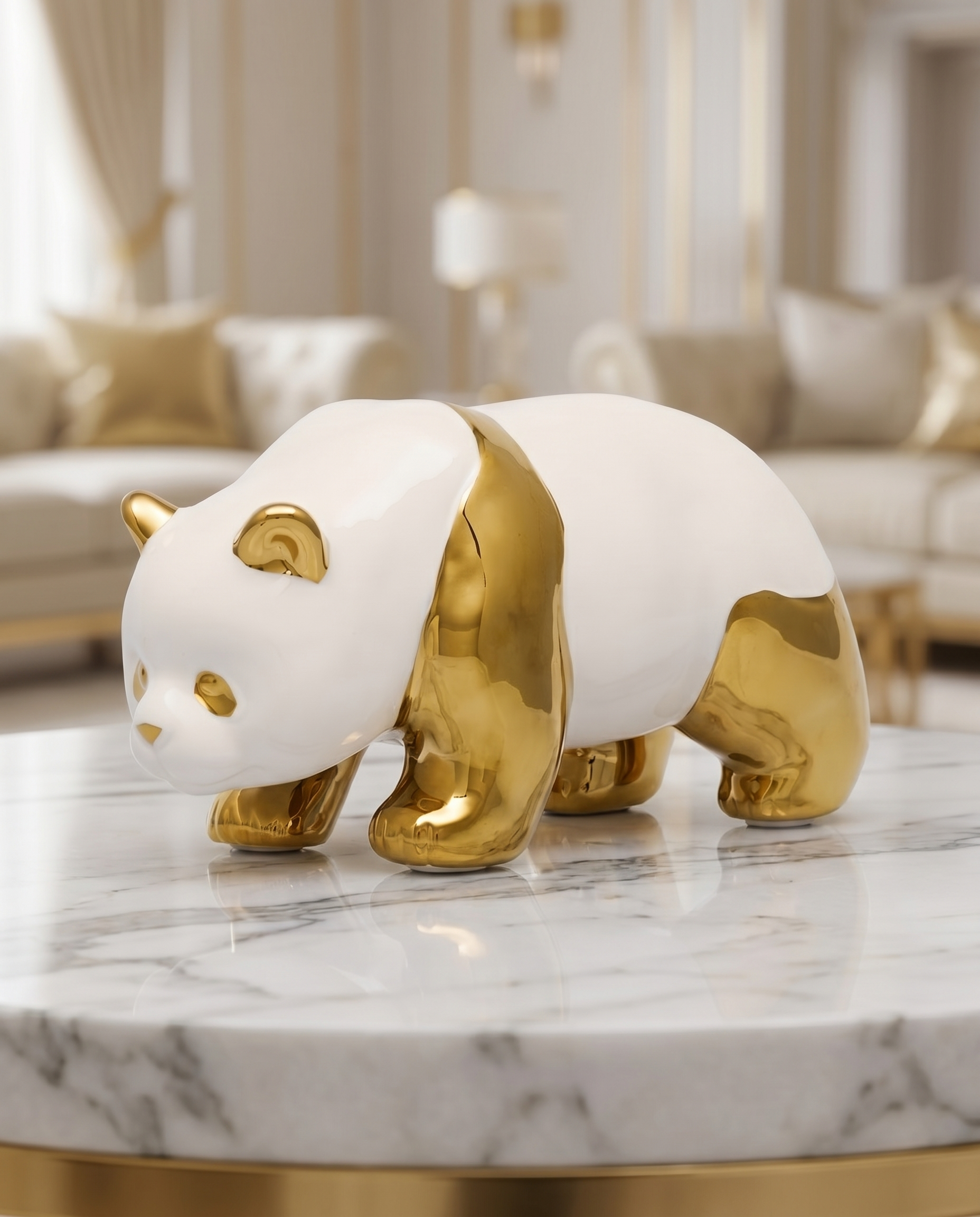 Seren Ceramic Lazy Golden Panda Figurine