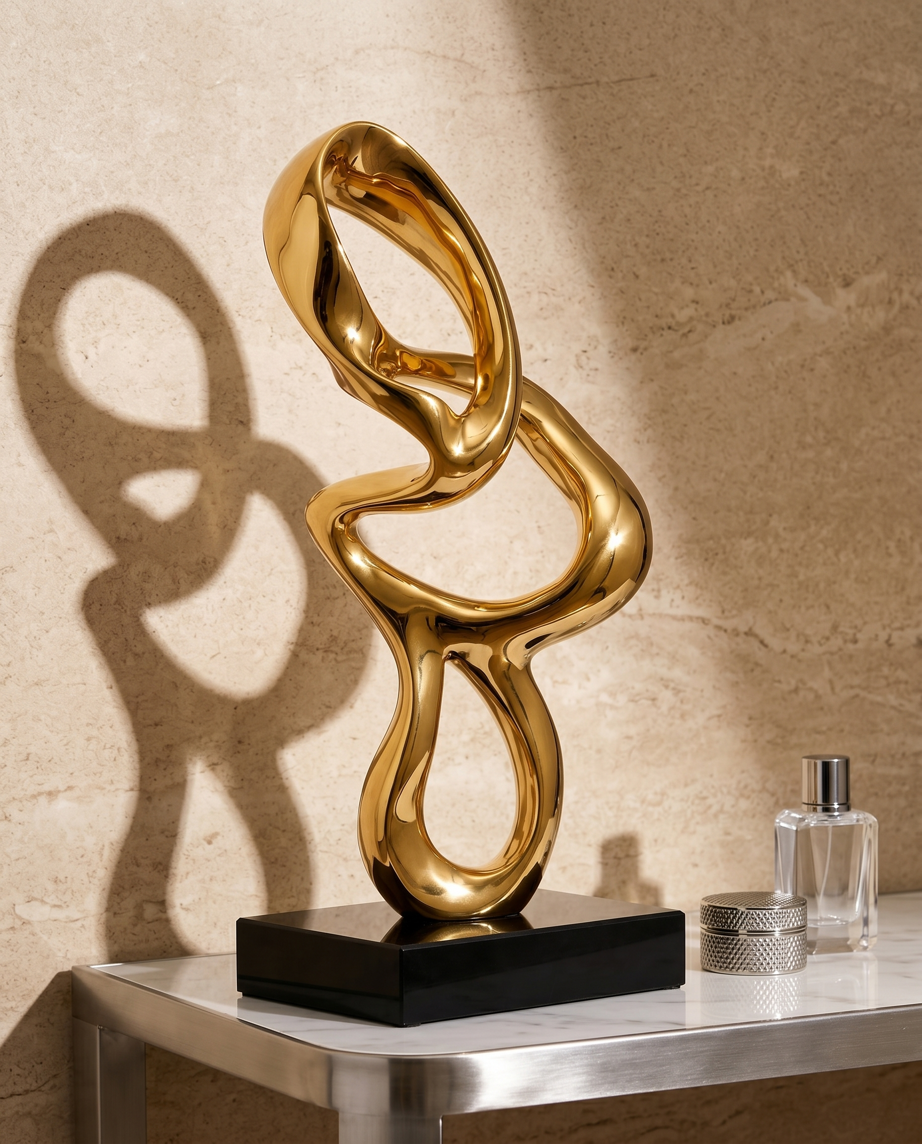 Snakey Dynamic Gold Resin Sculpture