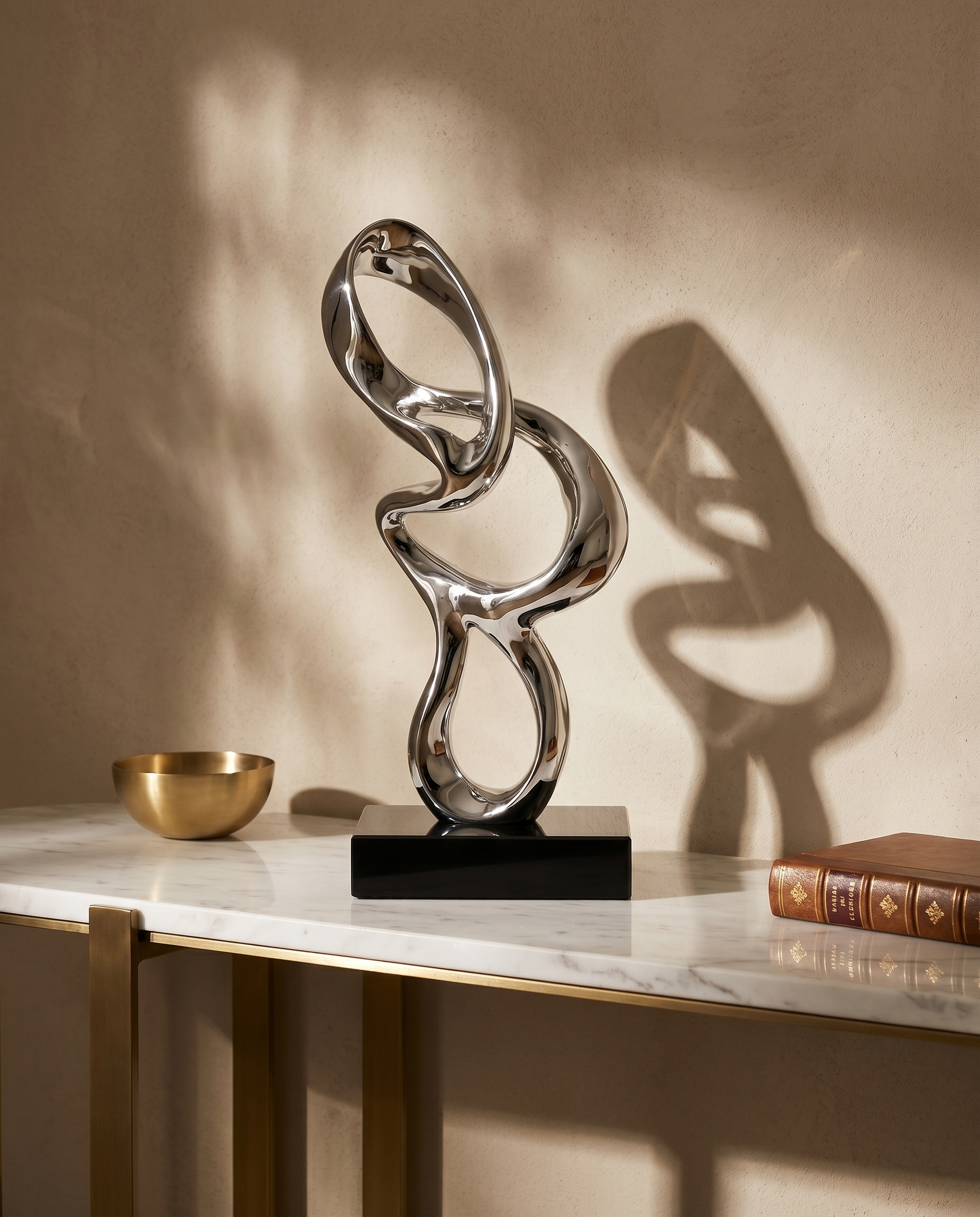 Snakey Dynamic Silver Resin Sculpture