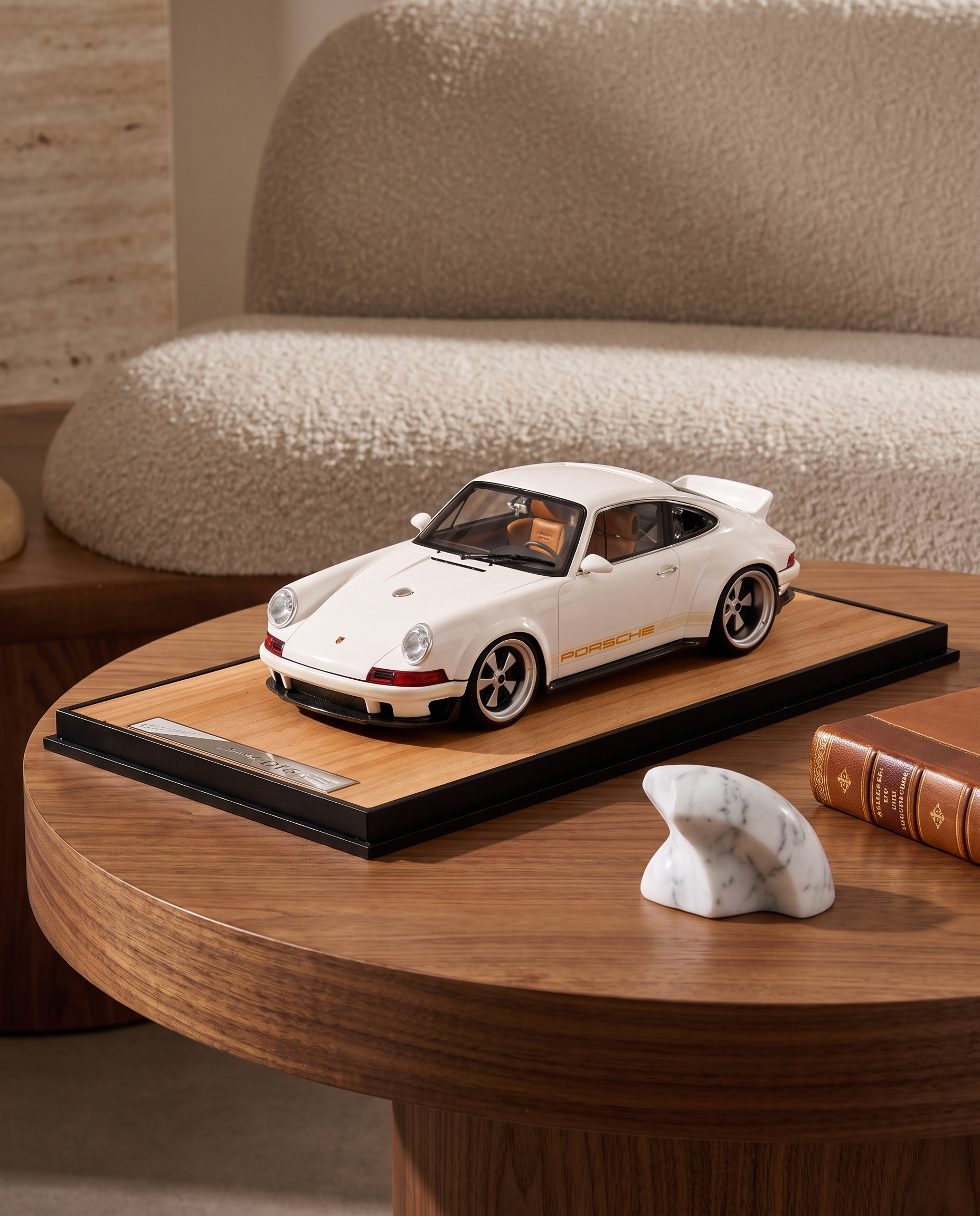 Sugar White Porsche Vintage Model Car Decor