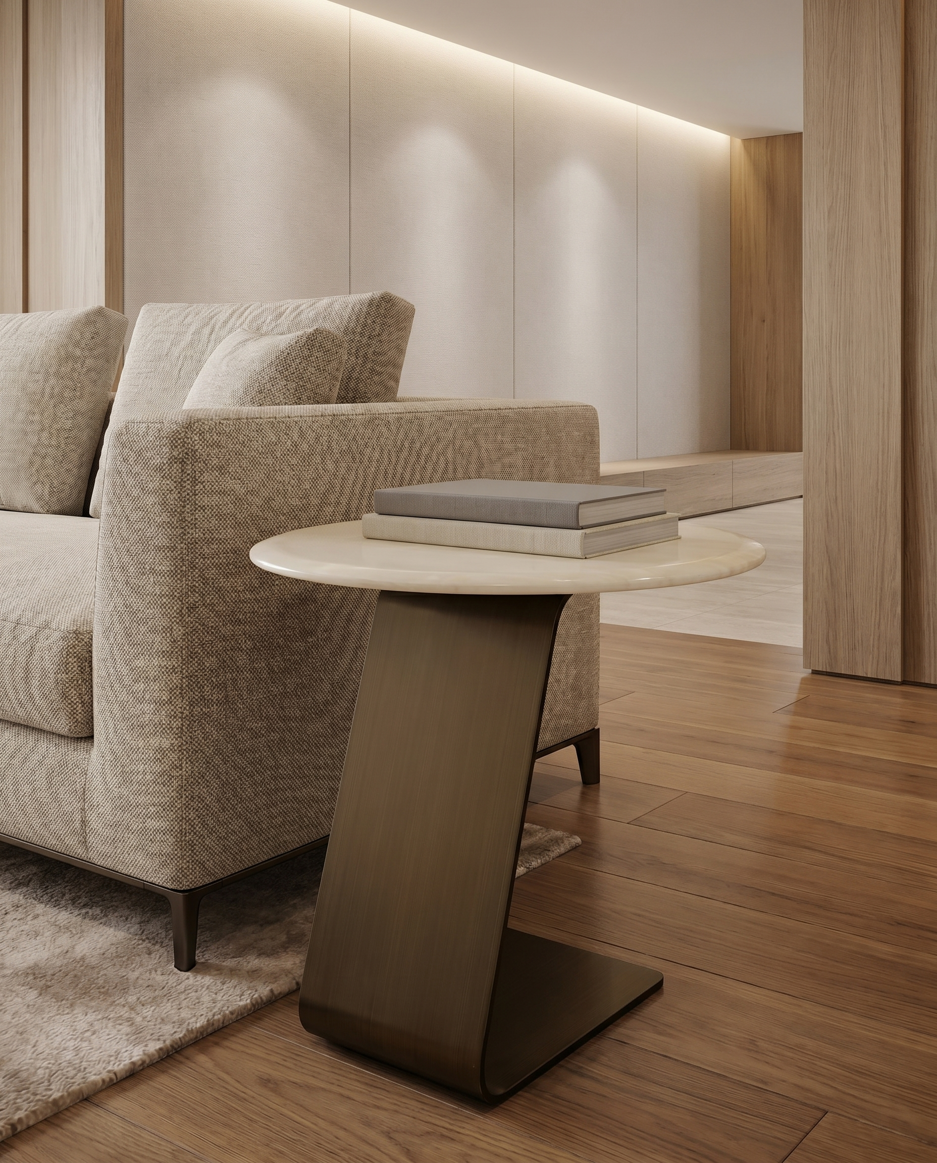Aureum White Marble Side Table - Golden Leg