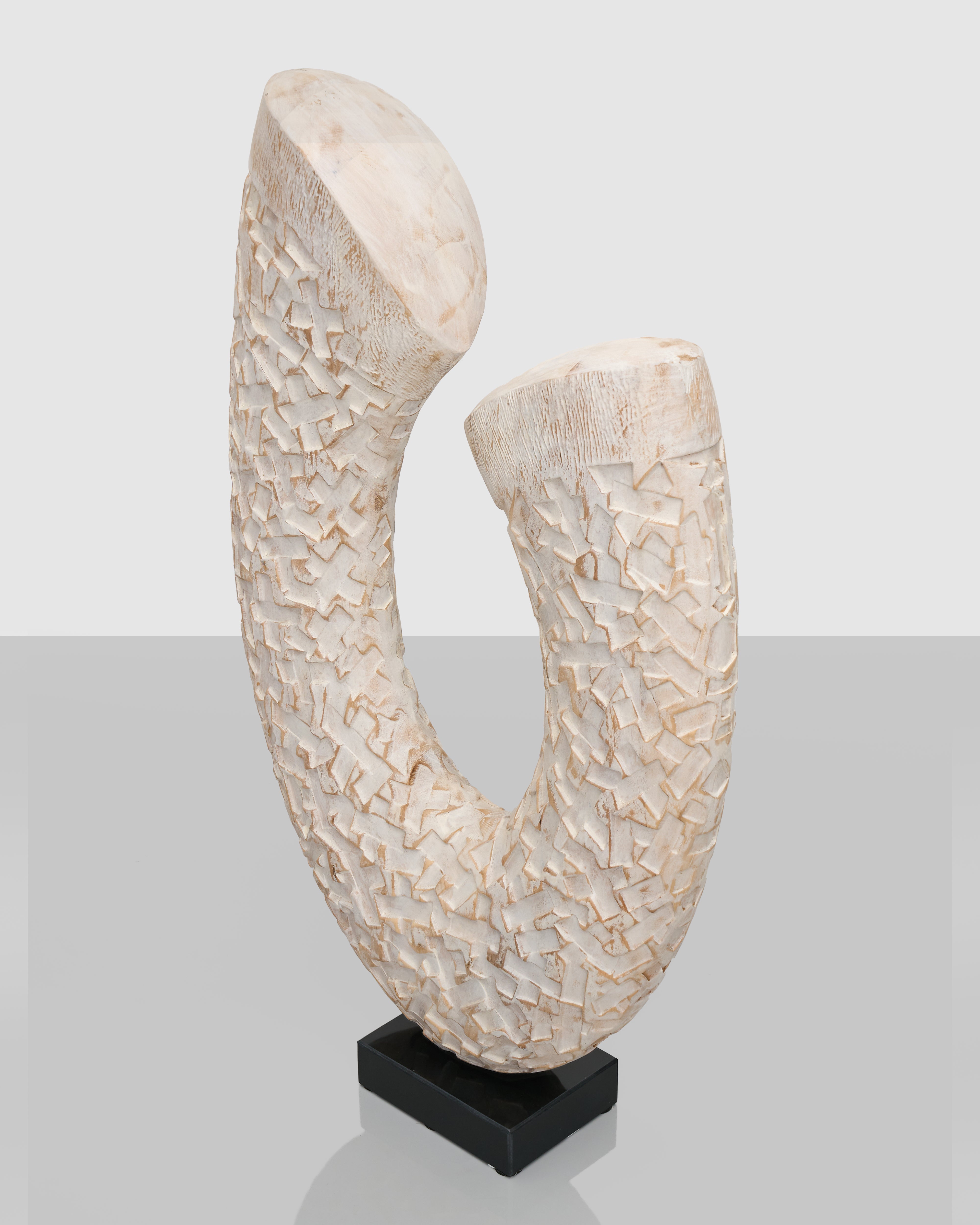 Textured U-Form Decorative Sculpture angled view showing sculptural U-shape and artistic texture details