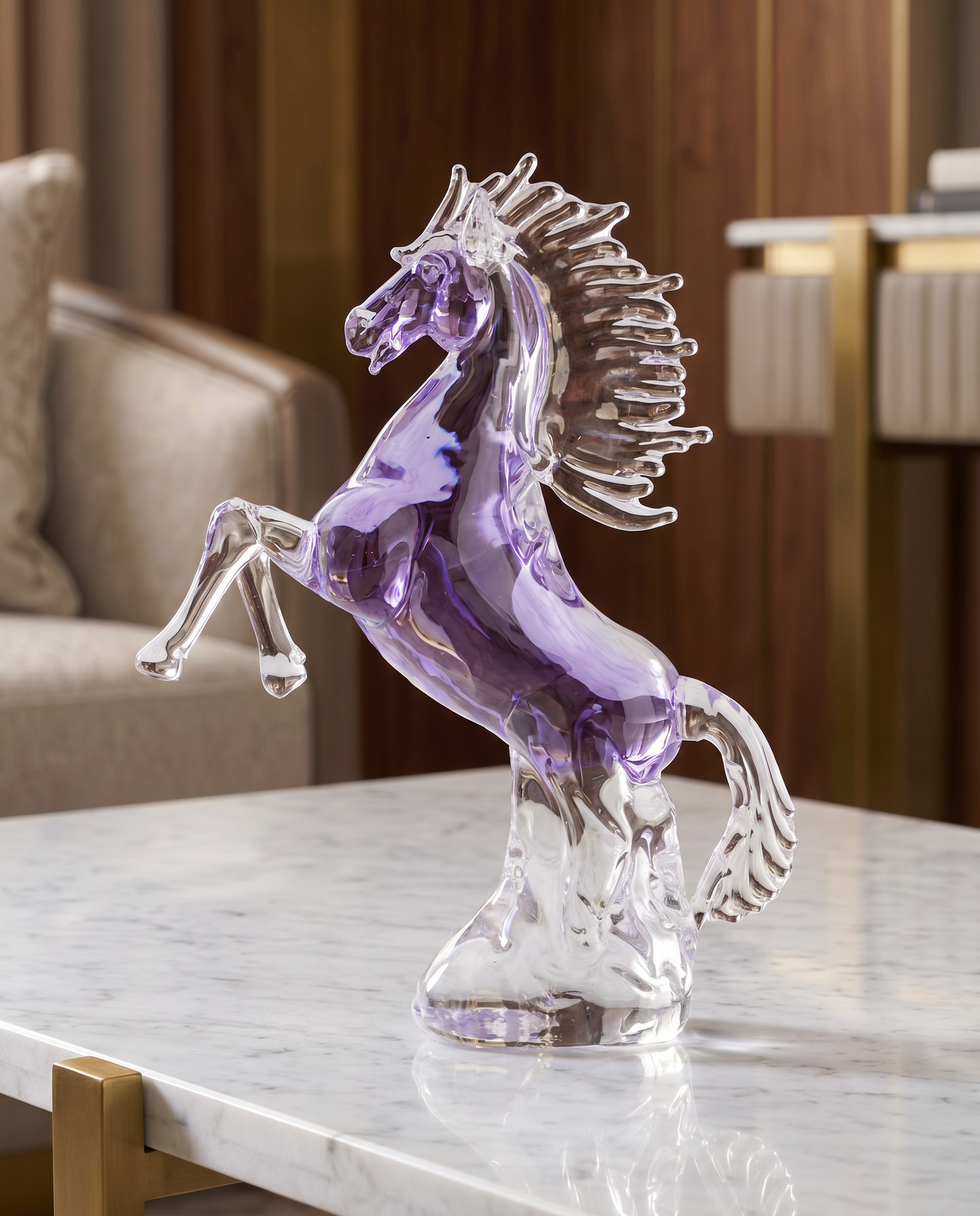 Auro Purple Unicorn Crystal Glass Decor