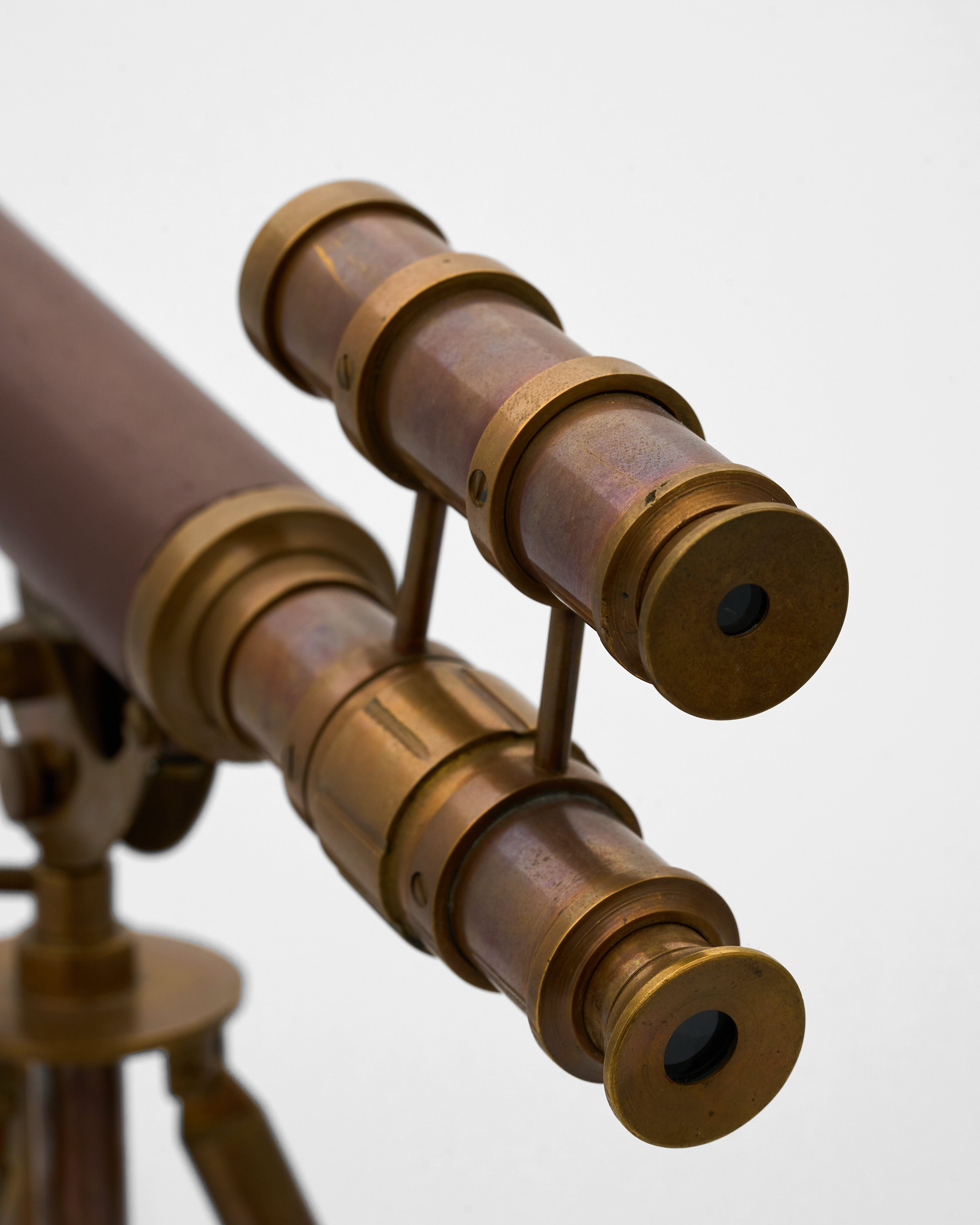 Close-up of vintage joint telescope revealing fine textures and high-quality metal craftsmanship