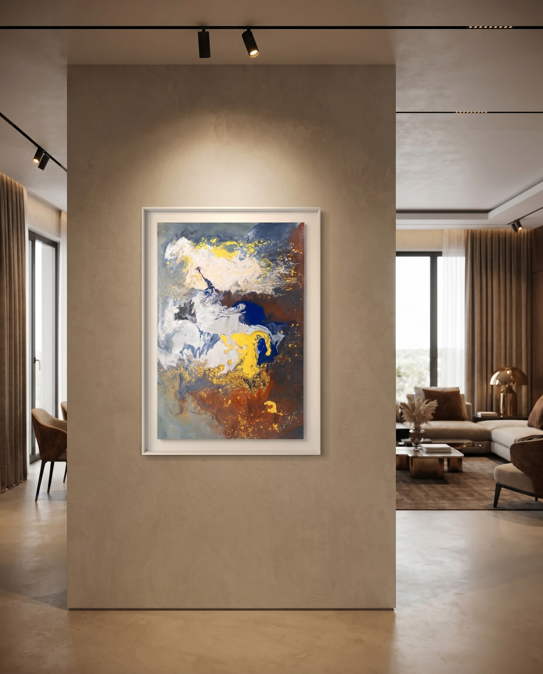 Blue Tides Abstract Expressionist Canvas Wall Art