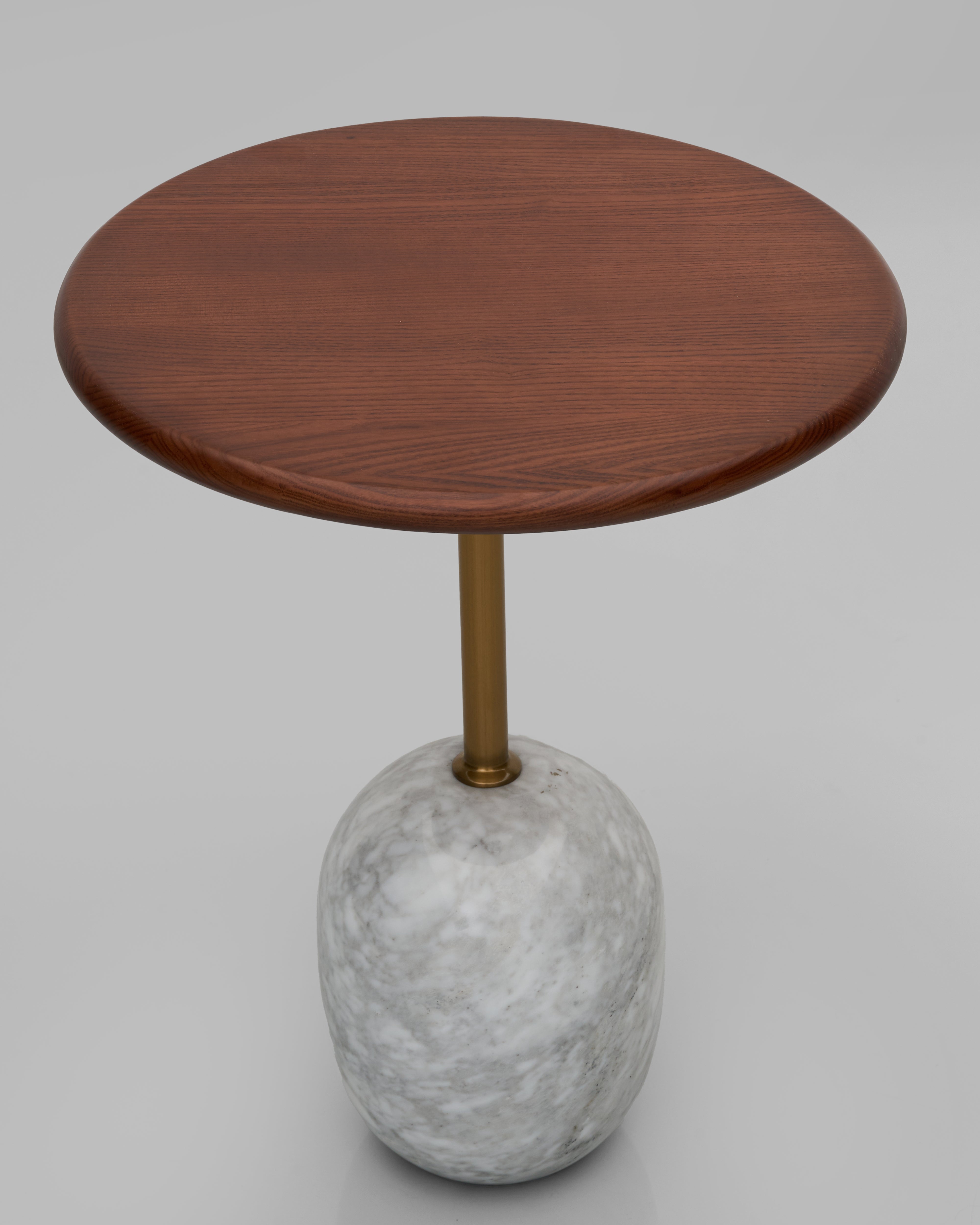 Angled view of Zen designer side table emphasizing modern craftsmanship and organic design harmony