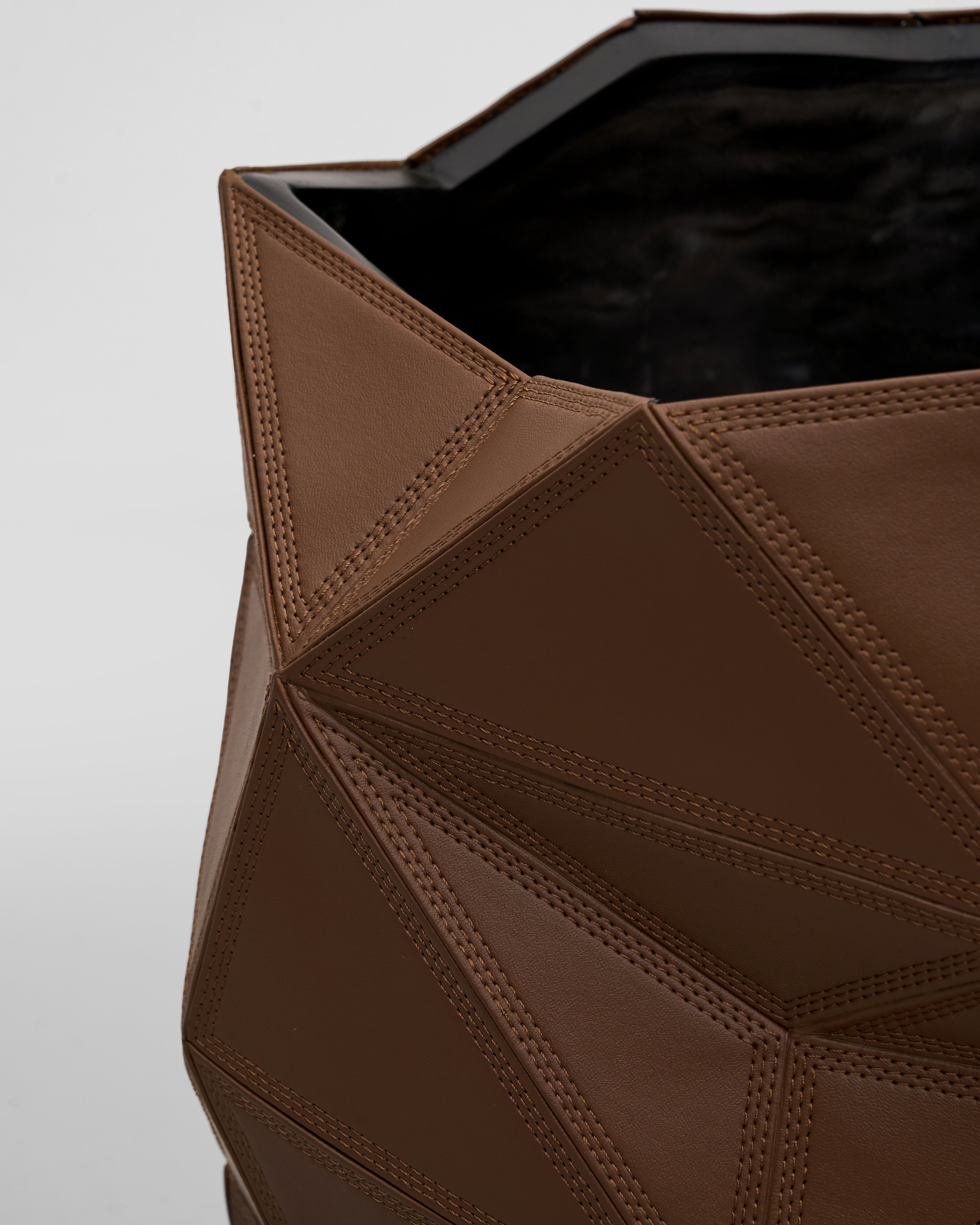 Close-up of Zenvy Scrumble Leather Vase Decor revealing detailed scrumble texture and premium craftsmanship