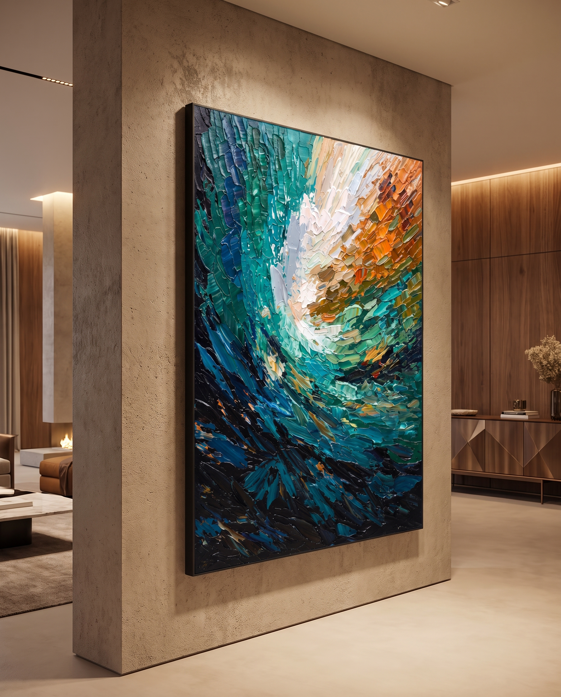 Abyssal Wake Impasto Abstract Wallart