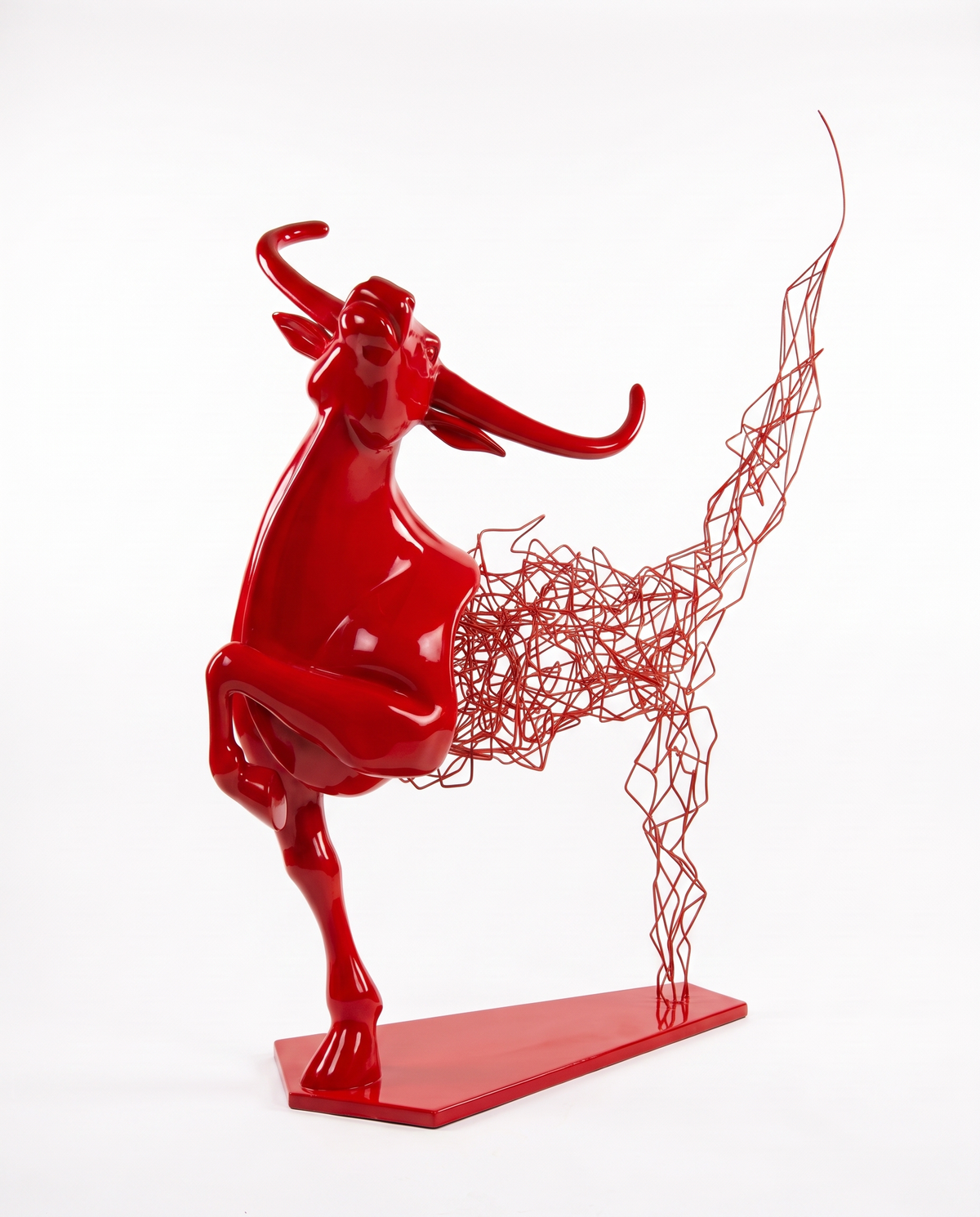 Aurelian Bull Large Sculpture - Red