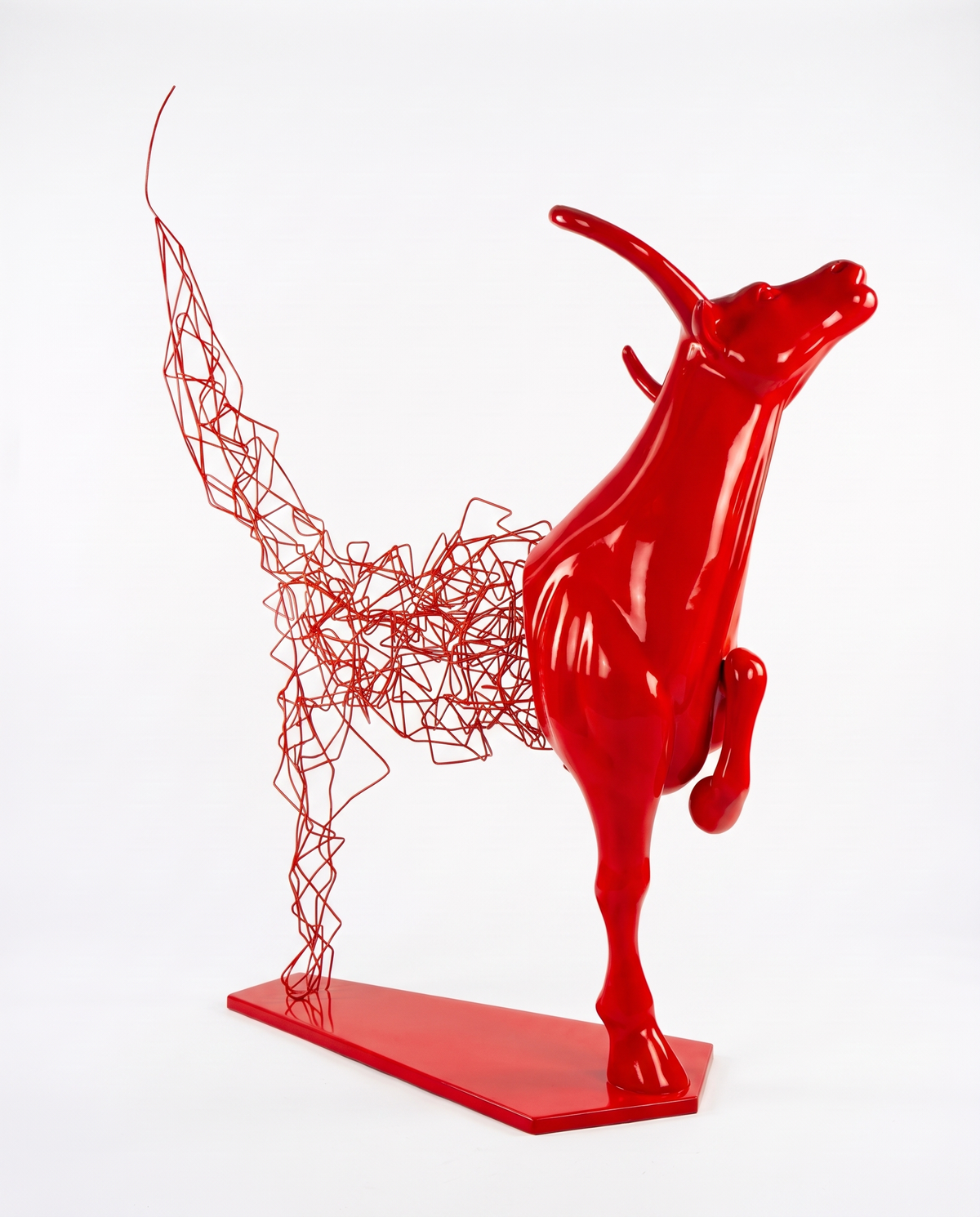 Aurelian Bull Large Sculpture - Red