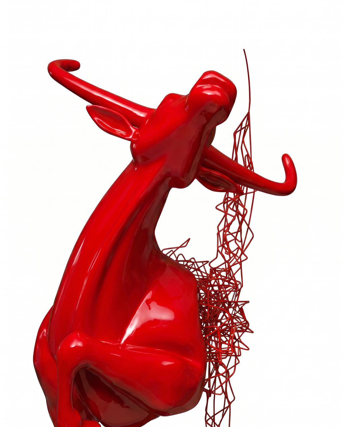Aurelian Bull Large Sculpture - Red