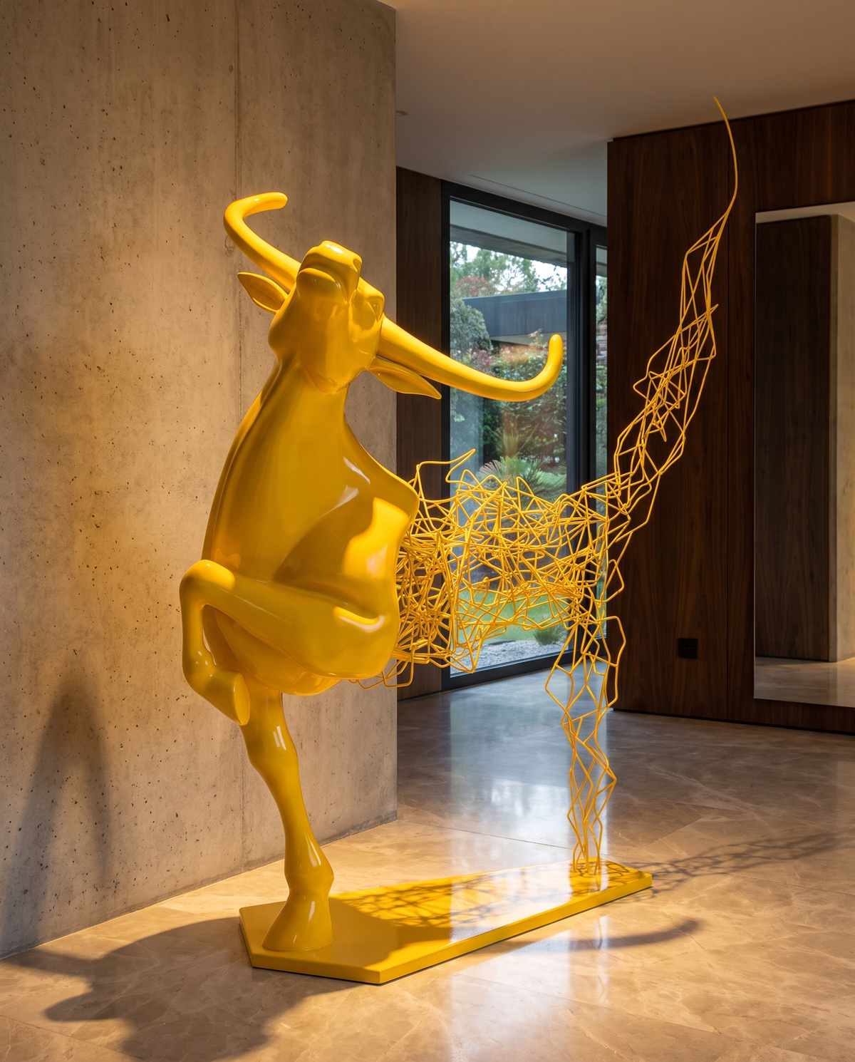Aurelian Bull Large Sculpture - Yellow