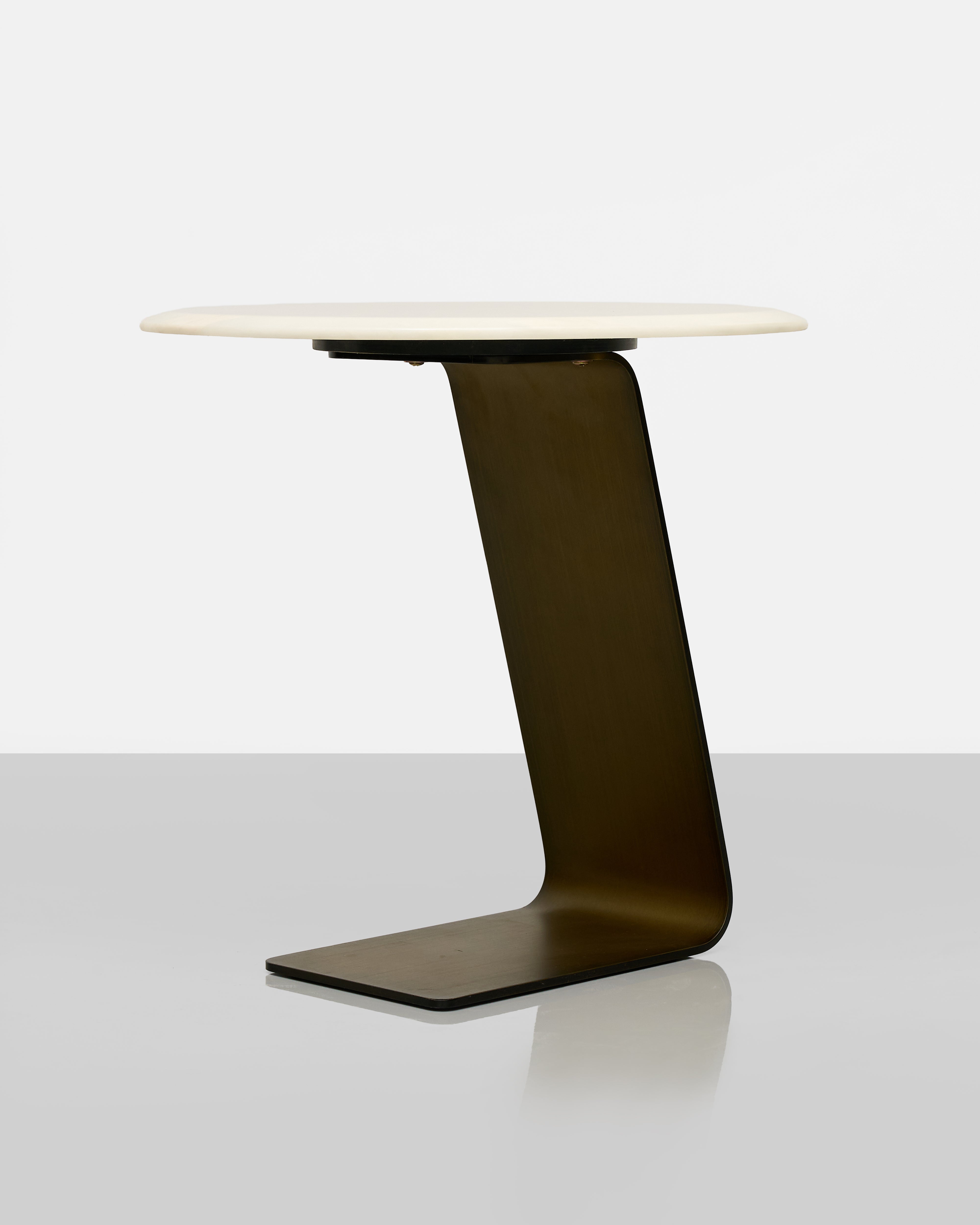 Modern table with a unique design on a white background