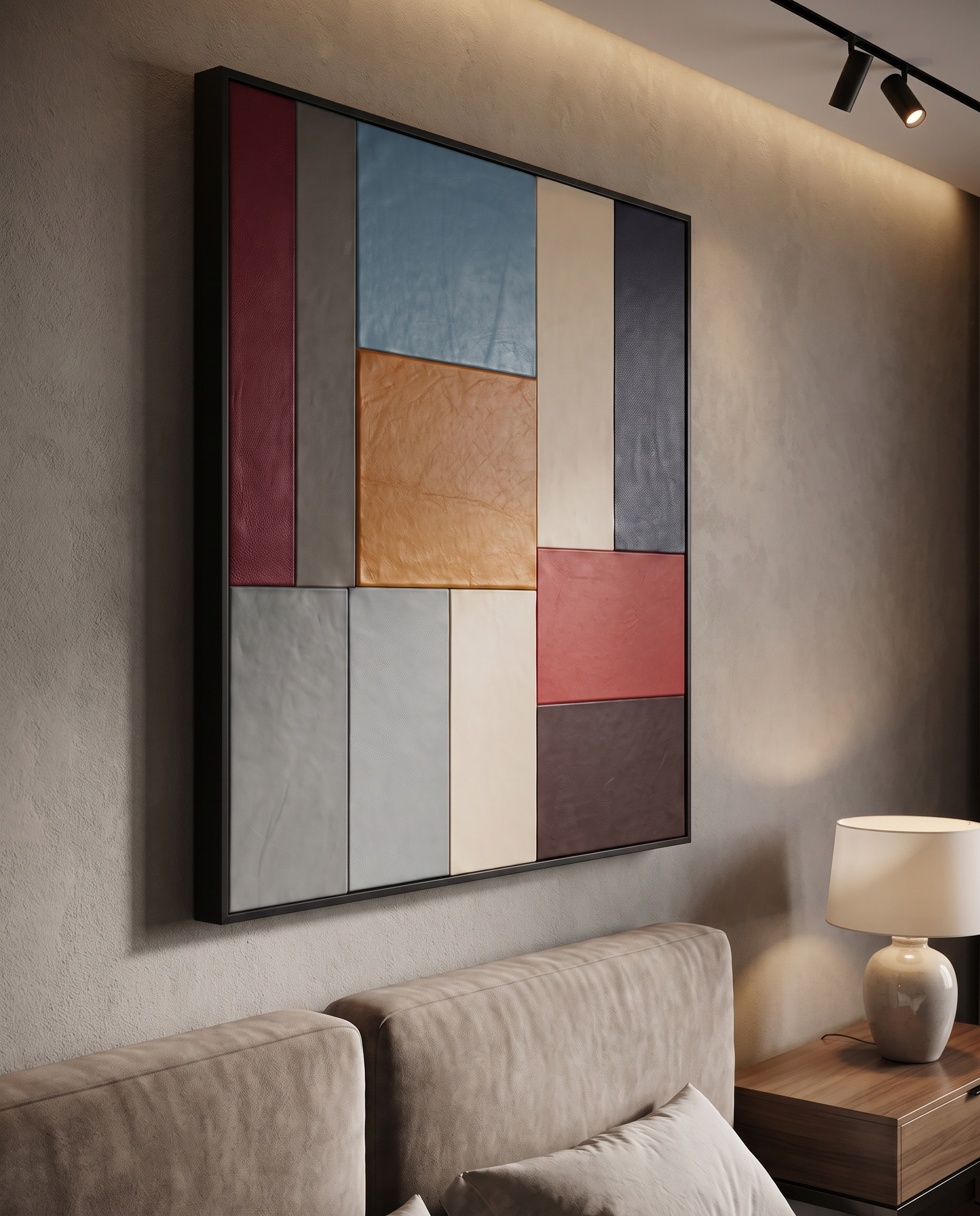 Autumn Grid - Modern Luxury Leather Wallart