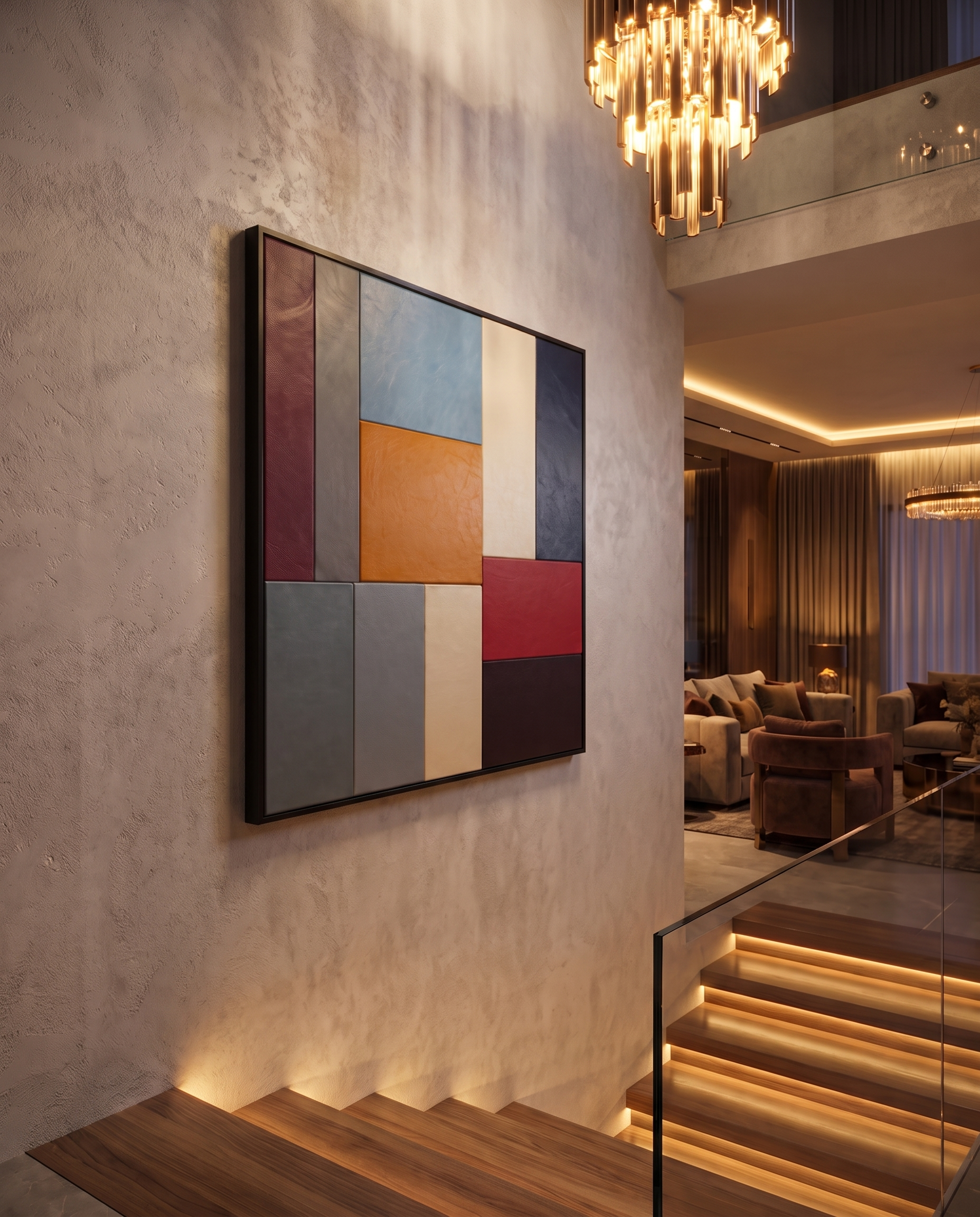 Autumn Grid - Modern Luxury Leather Wallart