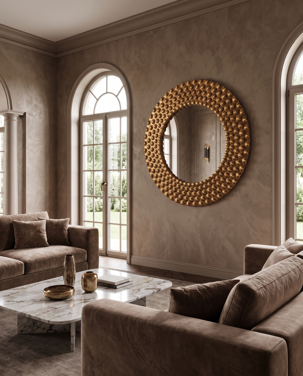 Bobble Accent Round Mirror