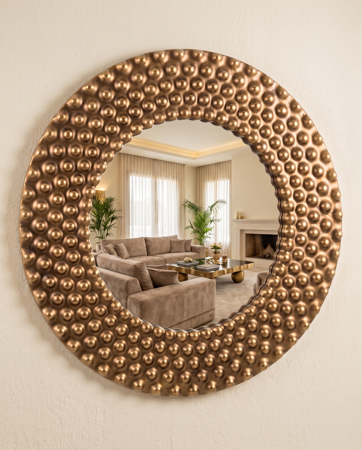 Bobble Accent Round Mirror