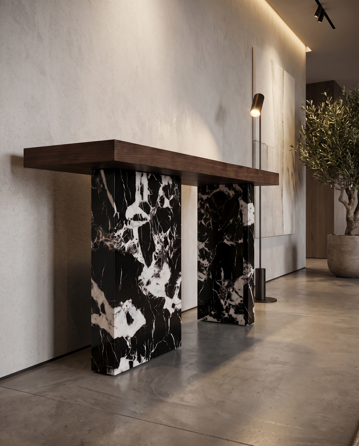Breccia Noir Marble Console
