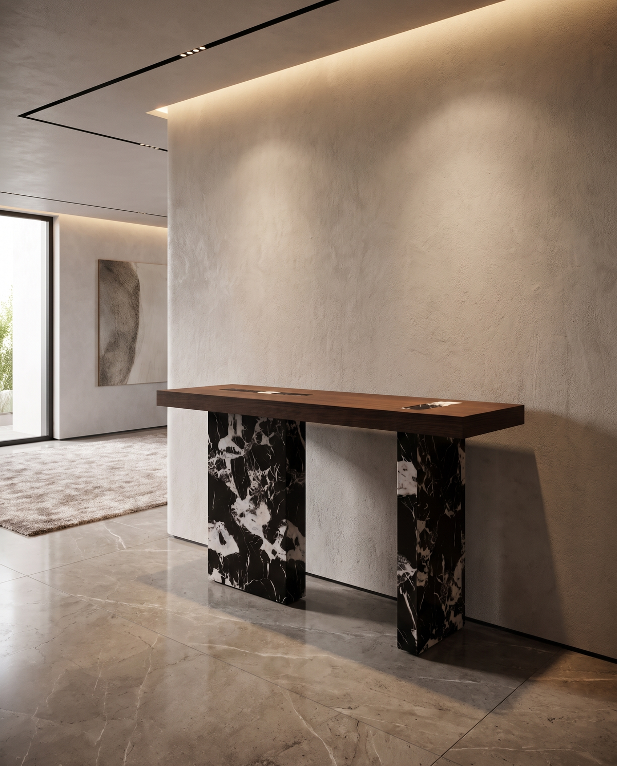 Breccia Noir Marble Console