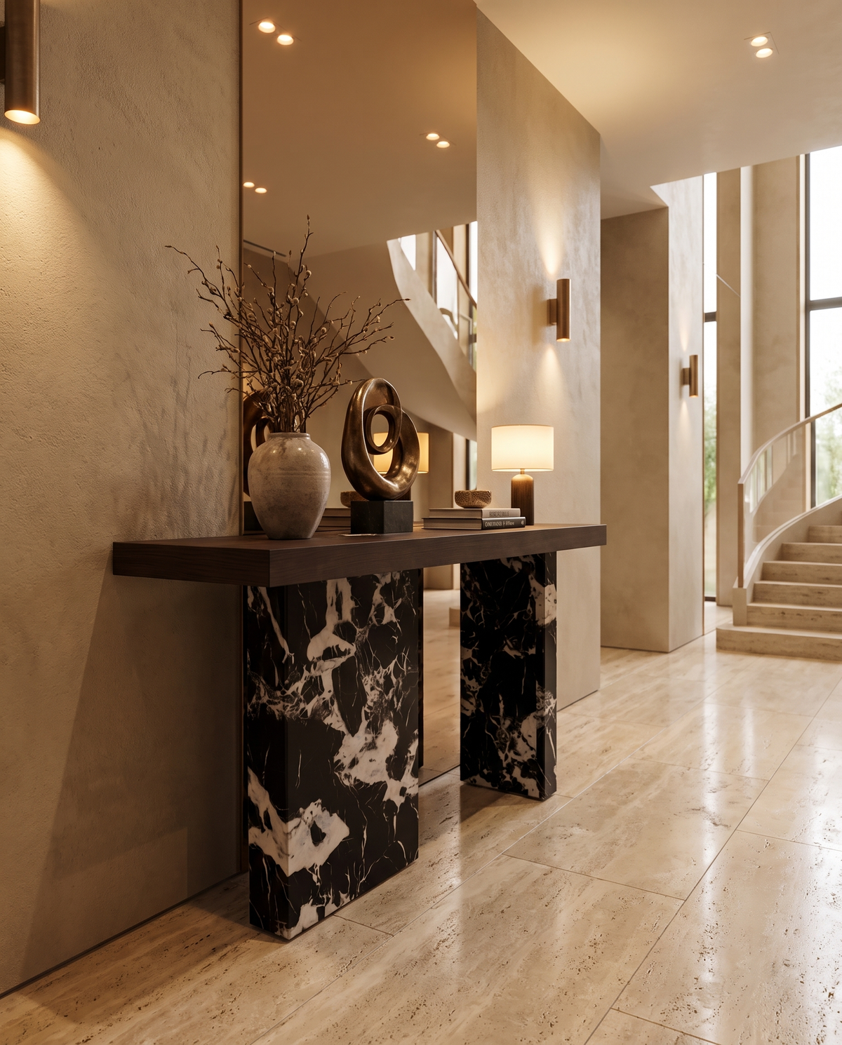 Breccia Noir Marble Console