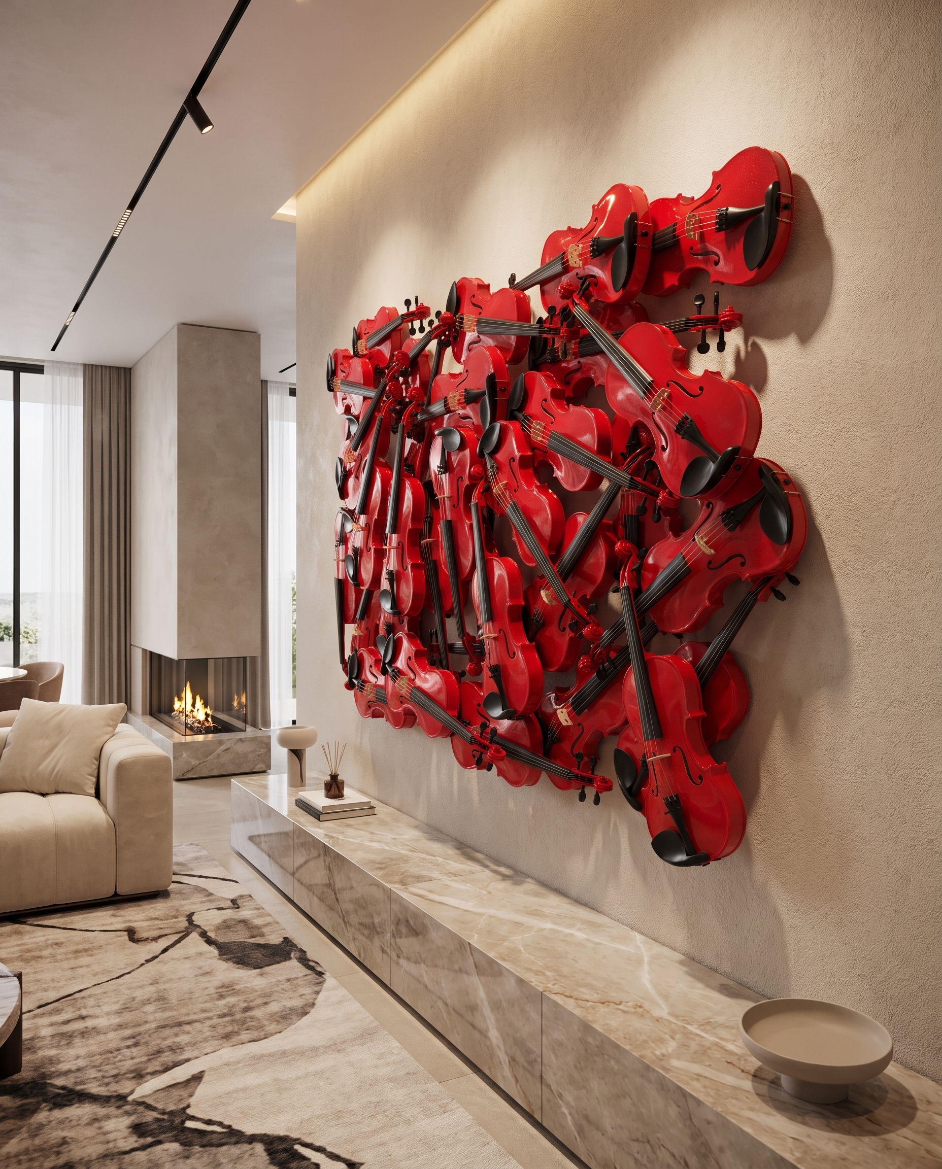 Crimson Symphony - Violin Wallart