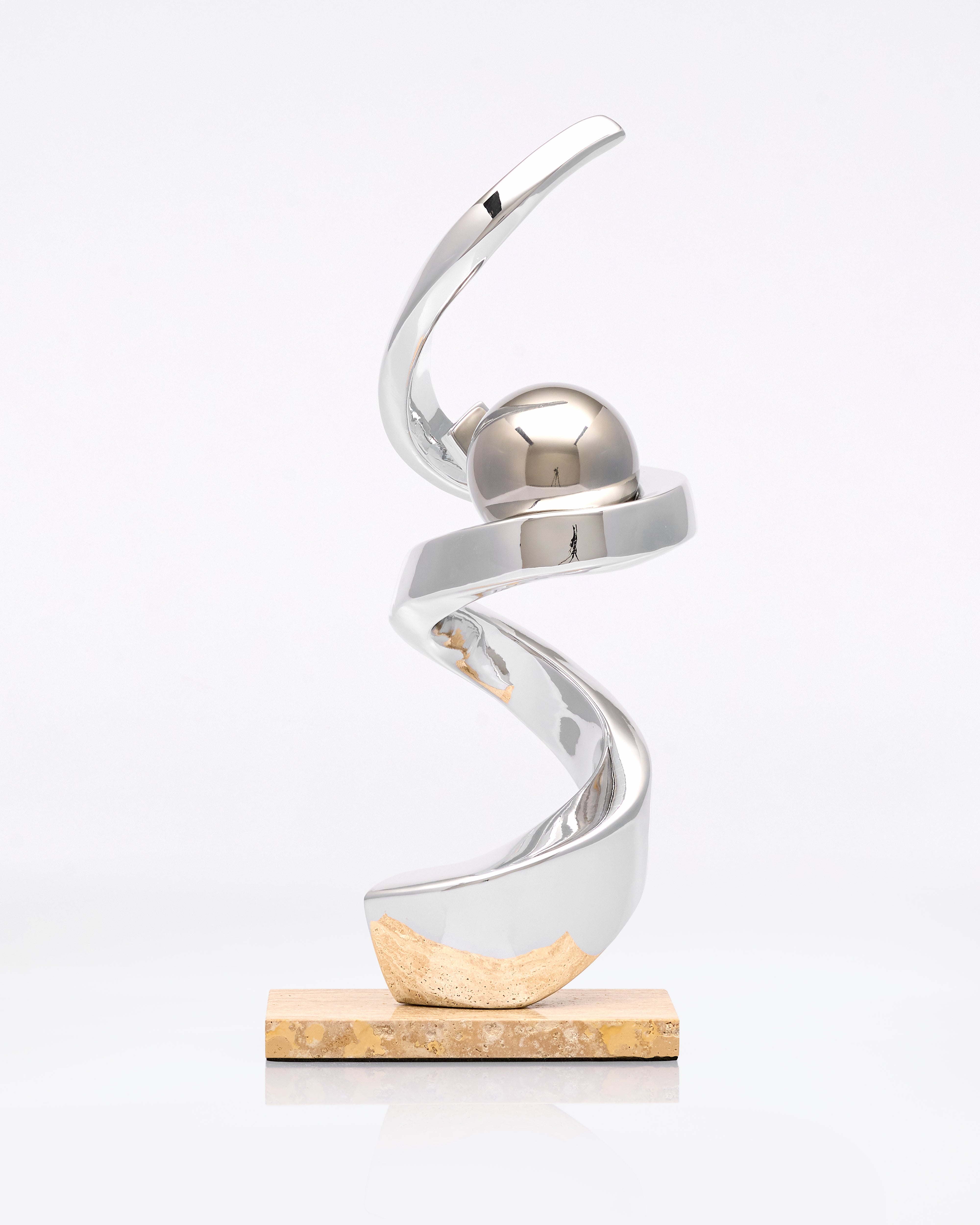 Twister Ball Desktop Resin Sculpture - Marble Base