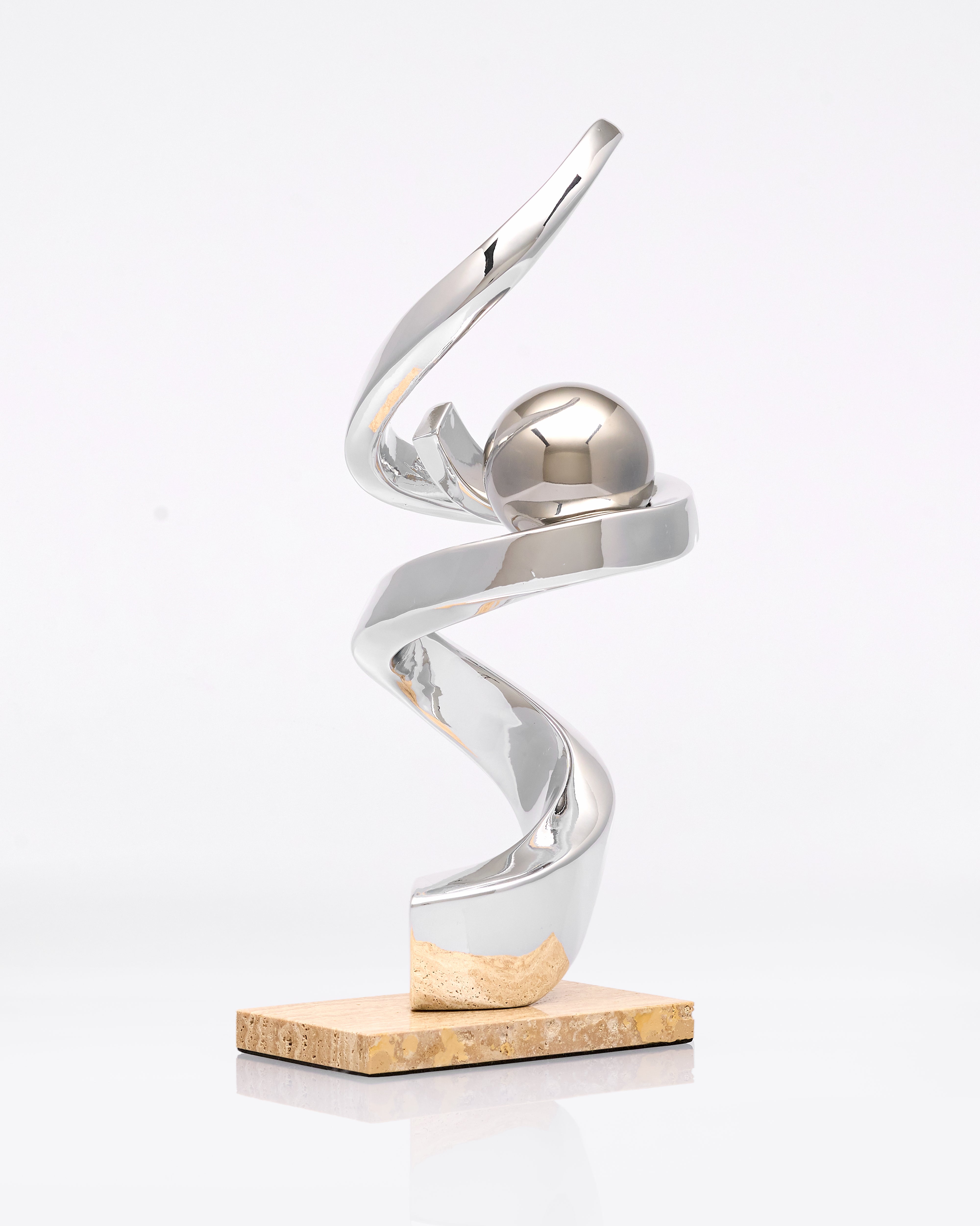 Twister Ball Desktop Resin Sculpture - Marble Base