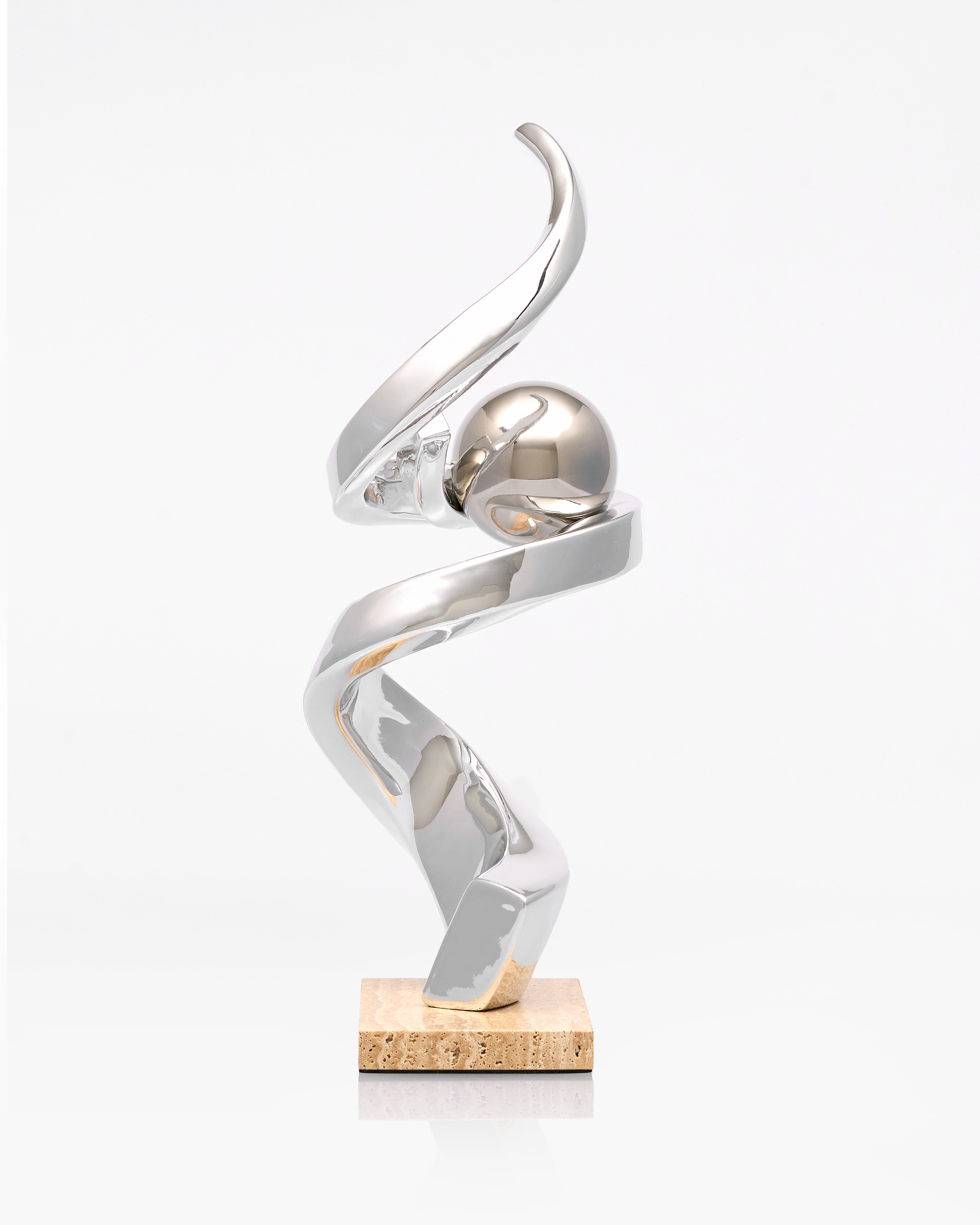 Twister Ball Desktop Resin Sculpture - Marble Base