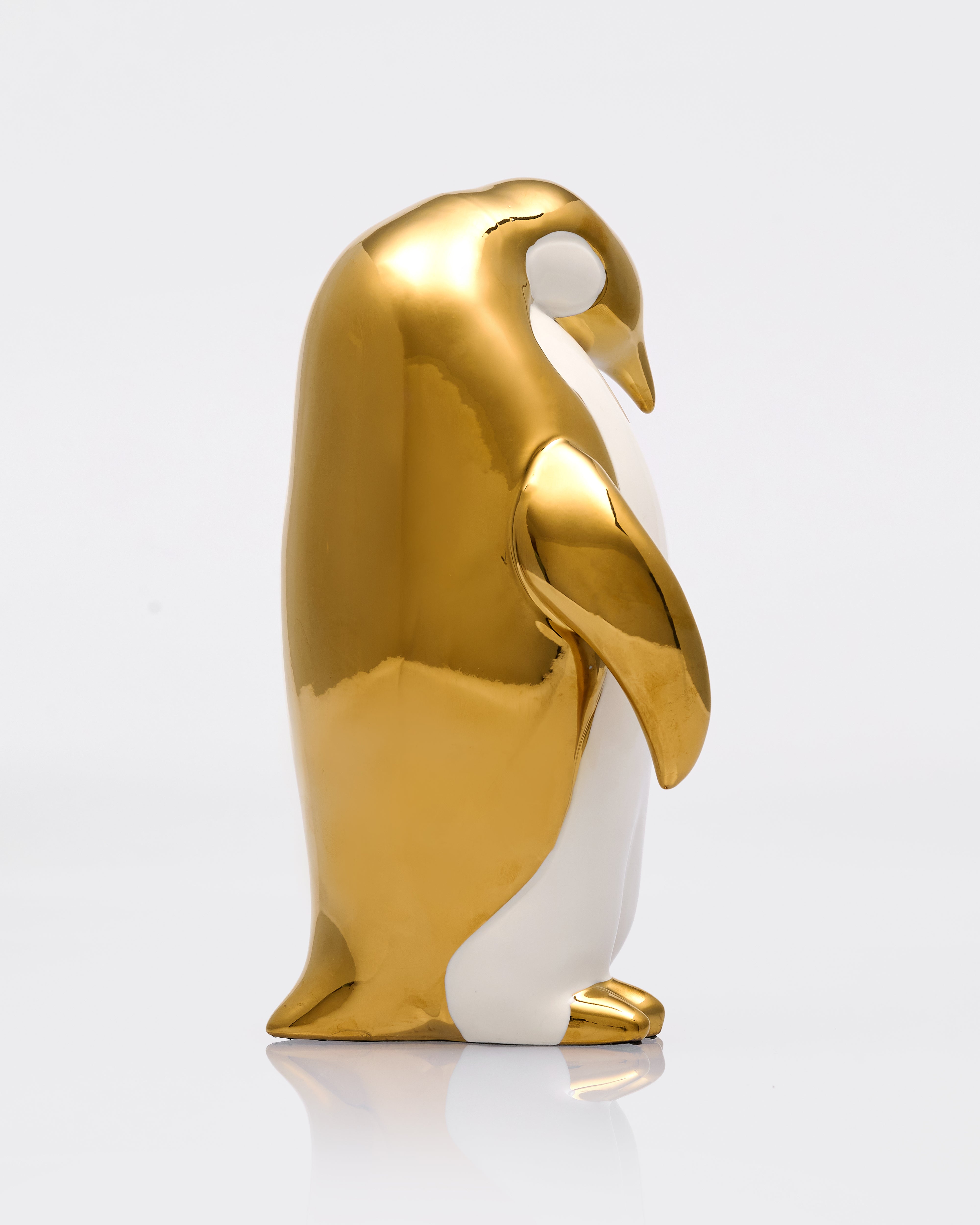 Luxury White and Gold Penguin Family Figurines