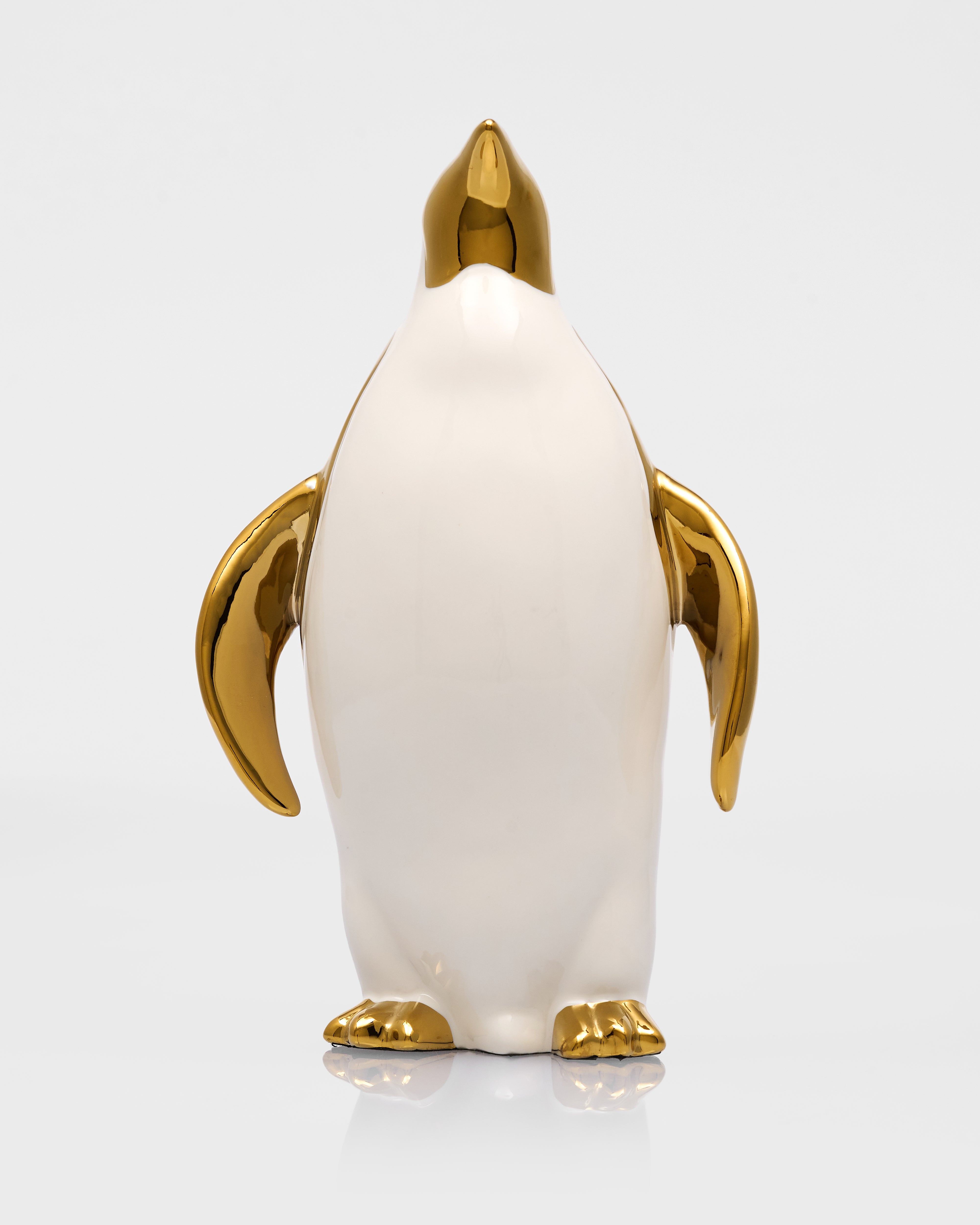 Luxury White and Gold Penguin Family Figurines
