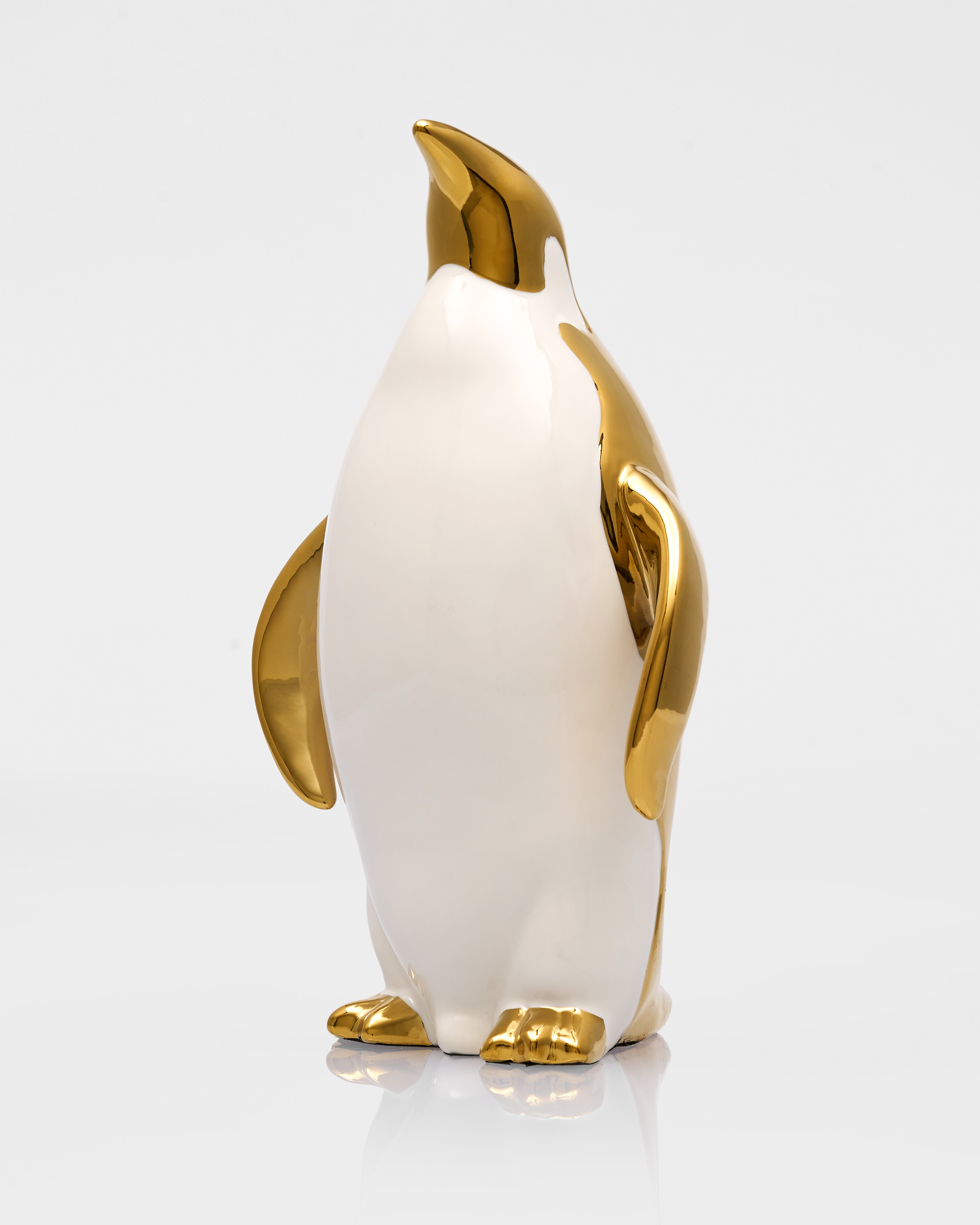 Luxury White and Gold Penguin Family Figurines