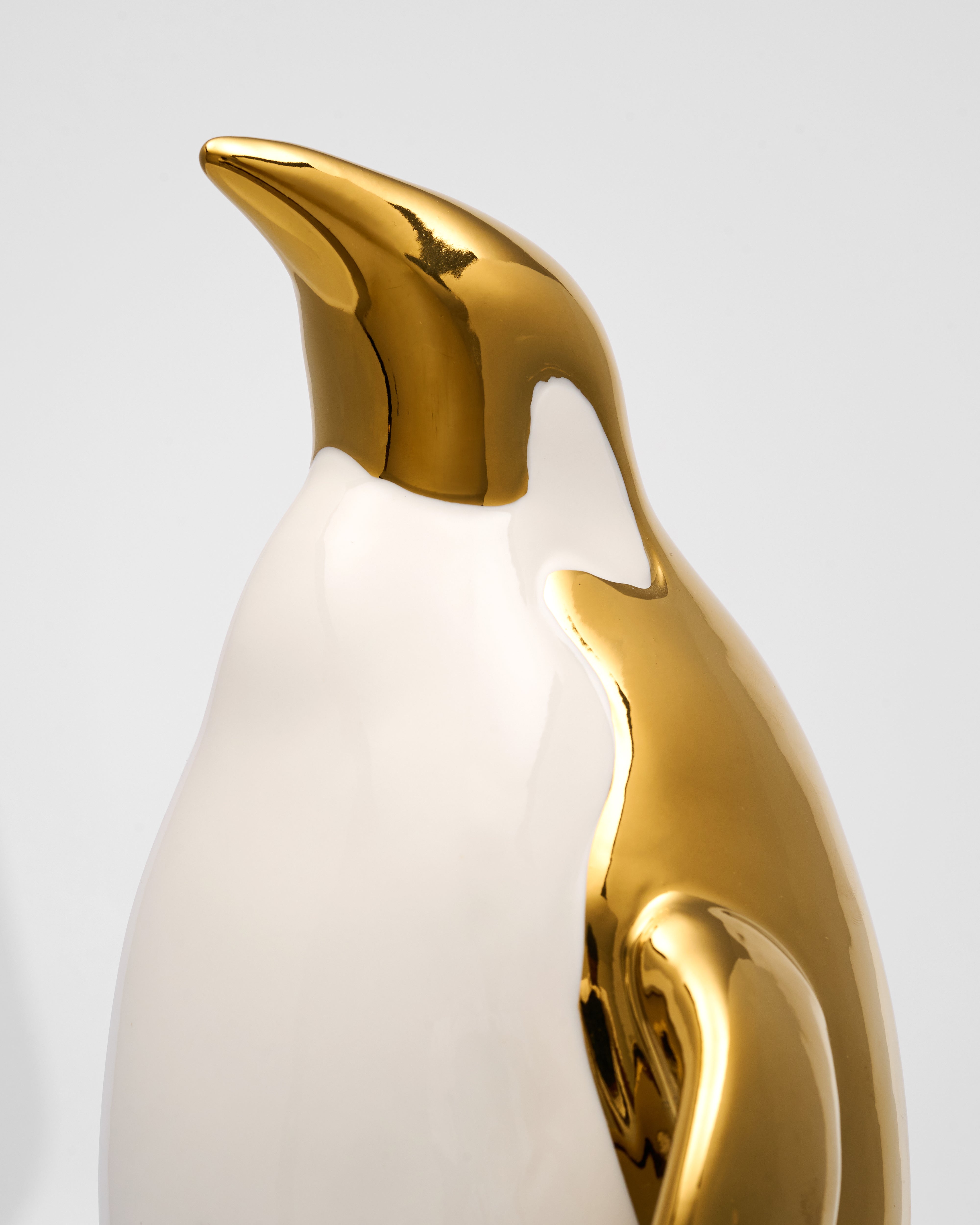 Luxury White and Gold Penguin Family Figurines