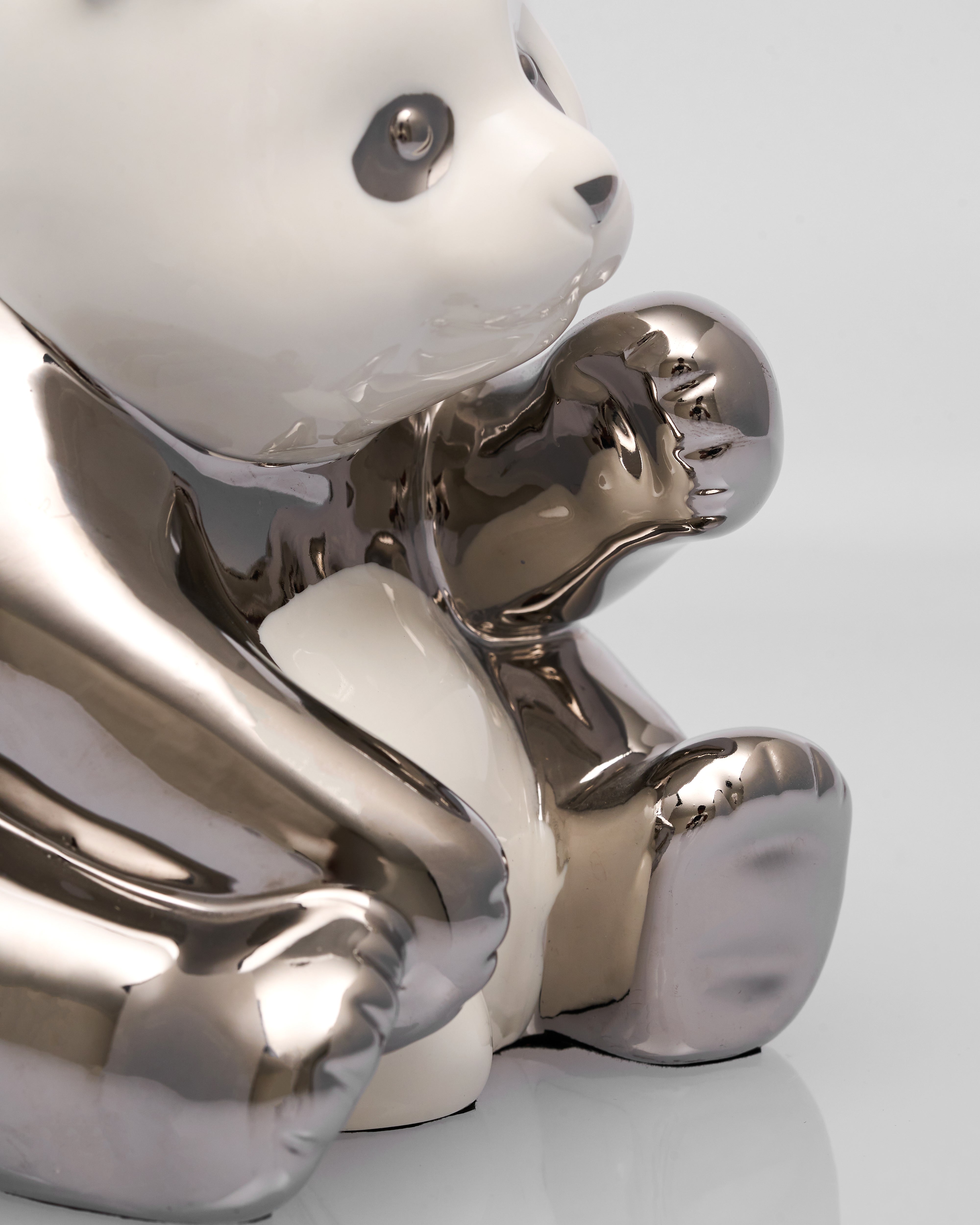 Zenora Ceramic Sitting Silver Panda Figurine