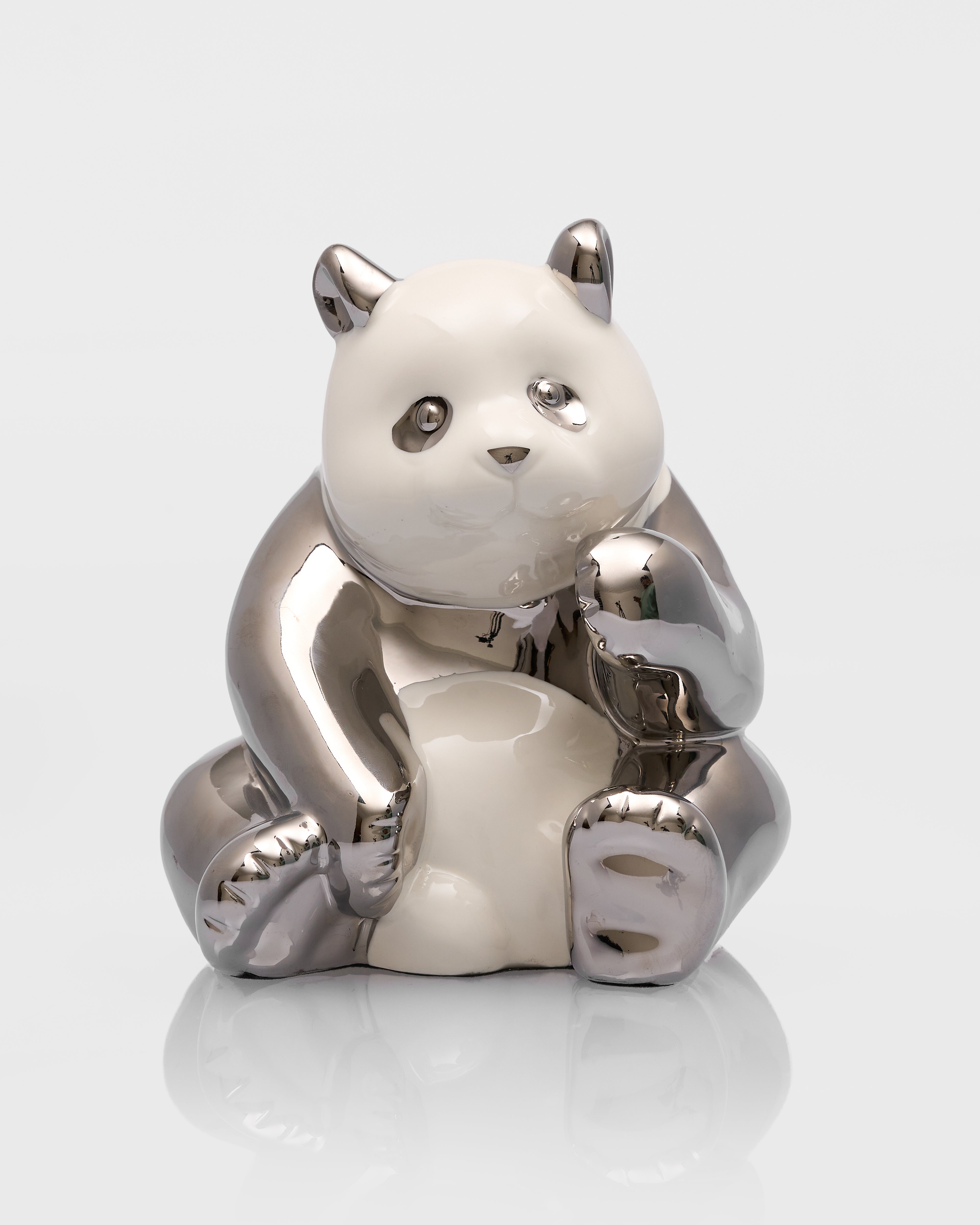 Zenora Ceramic Sitting Silver Panda Figurine