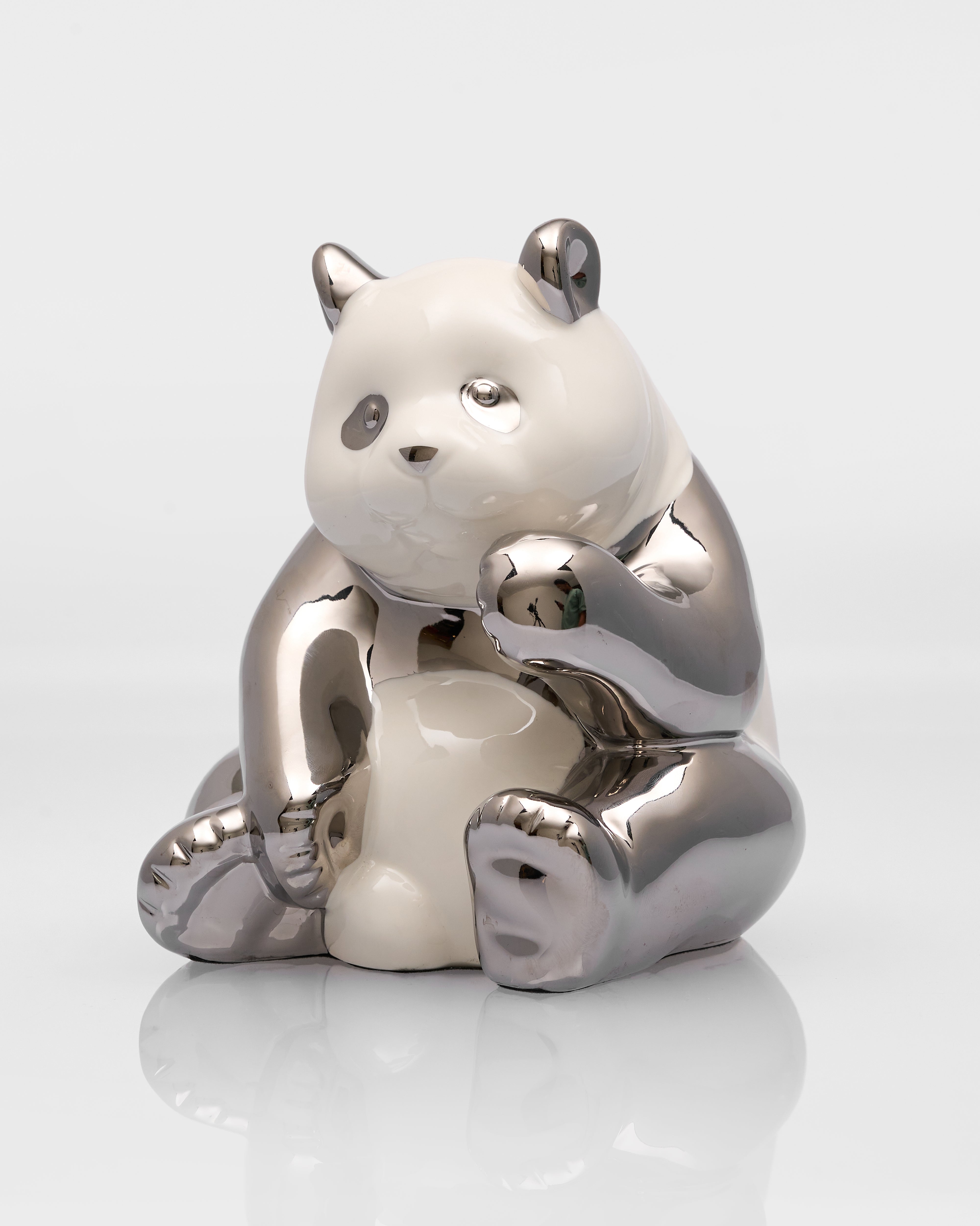 Zenora Ceramic Sitting Silver Panda Figurine
