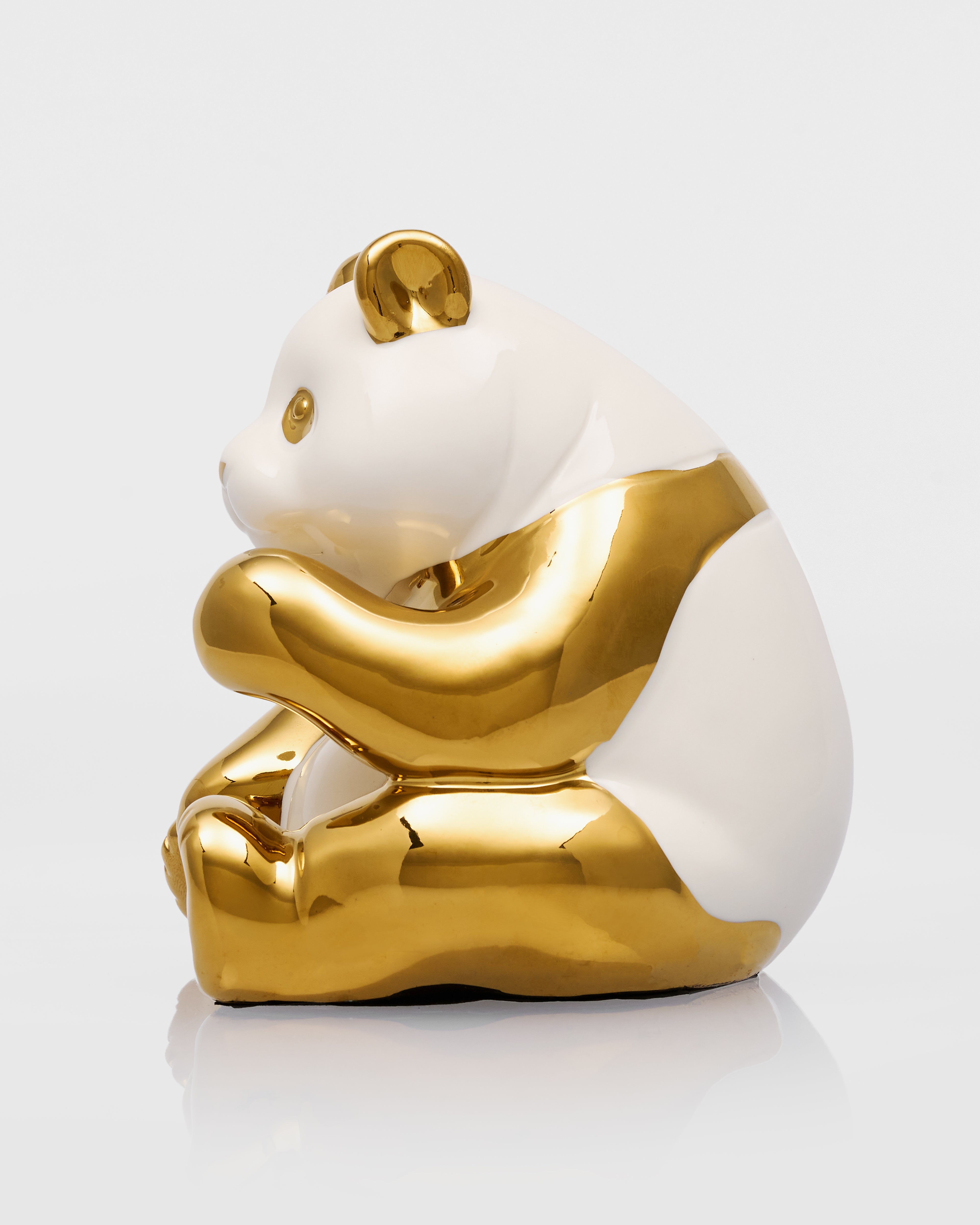 Zenora Ceramic Sitting Golden Panda Figurine