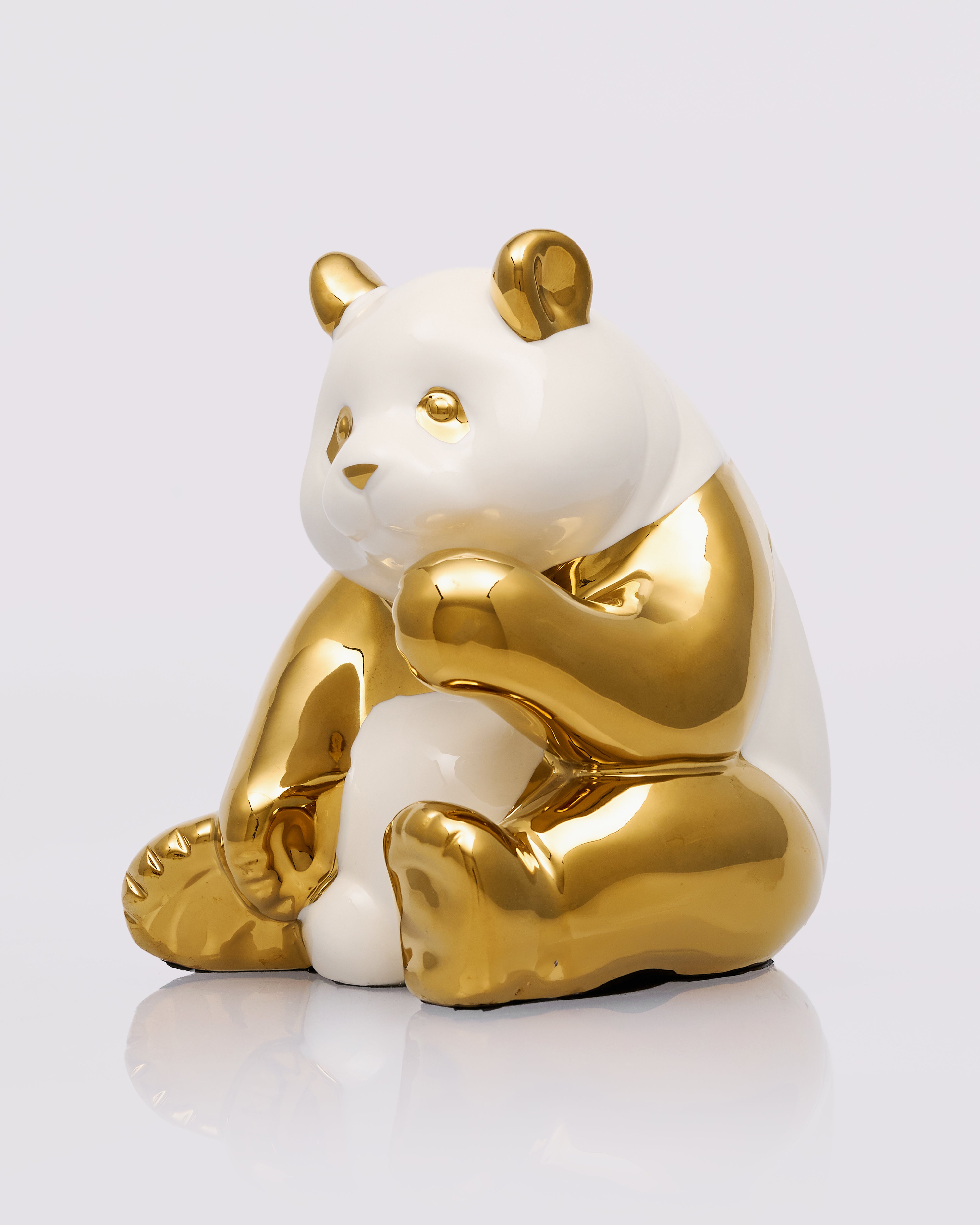 Zenora Ceramic Sitting Golden Panda Figurine