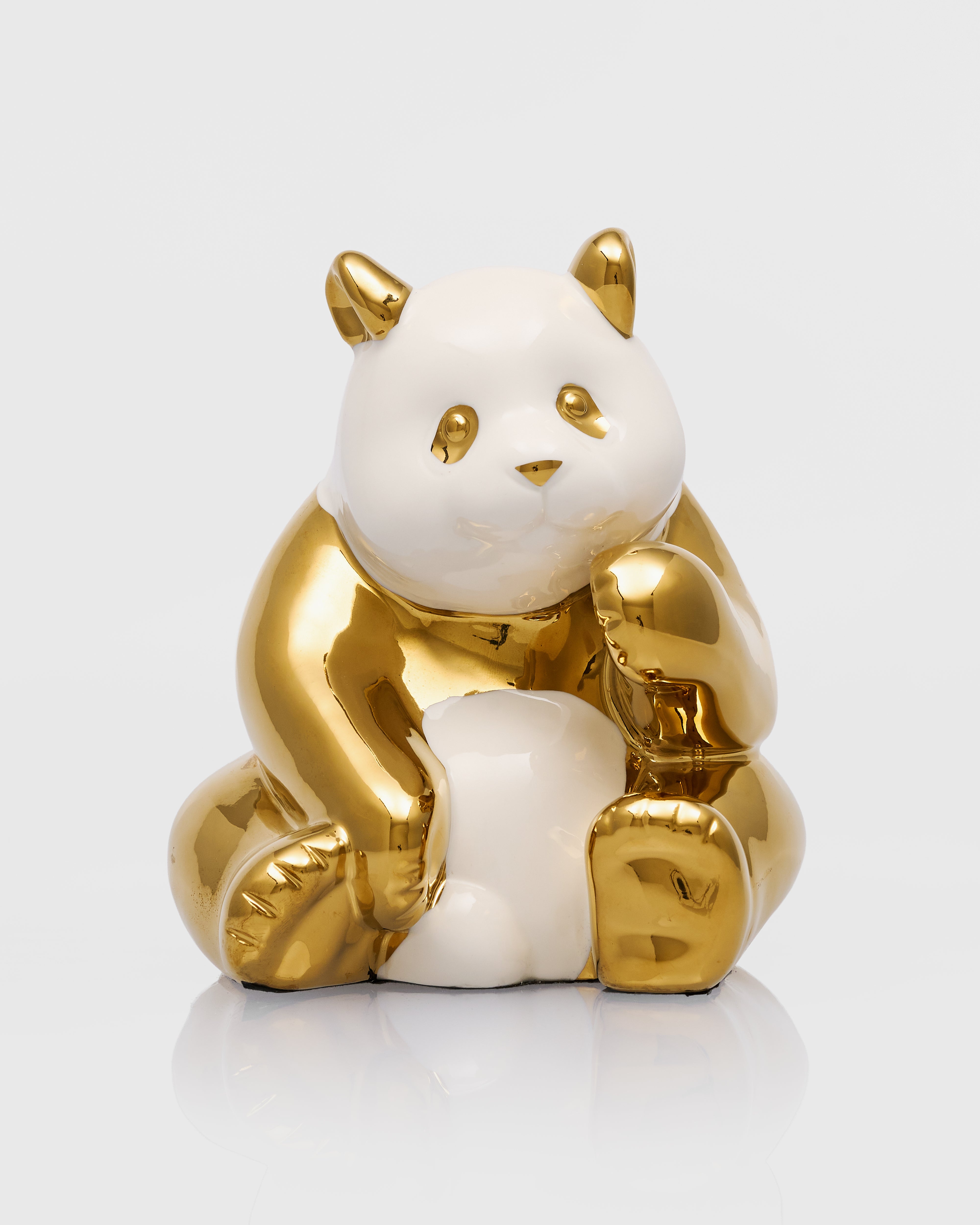 Zenora Ceramic Sitting Golden Panda Figurine