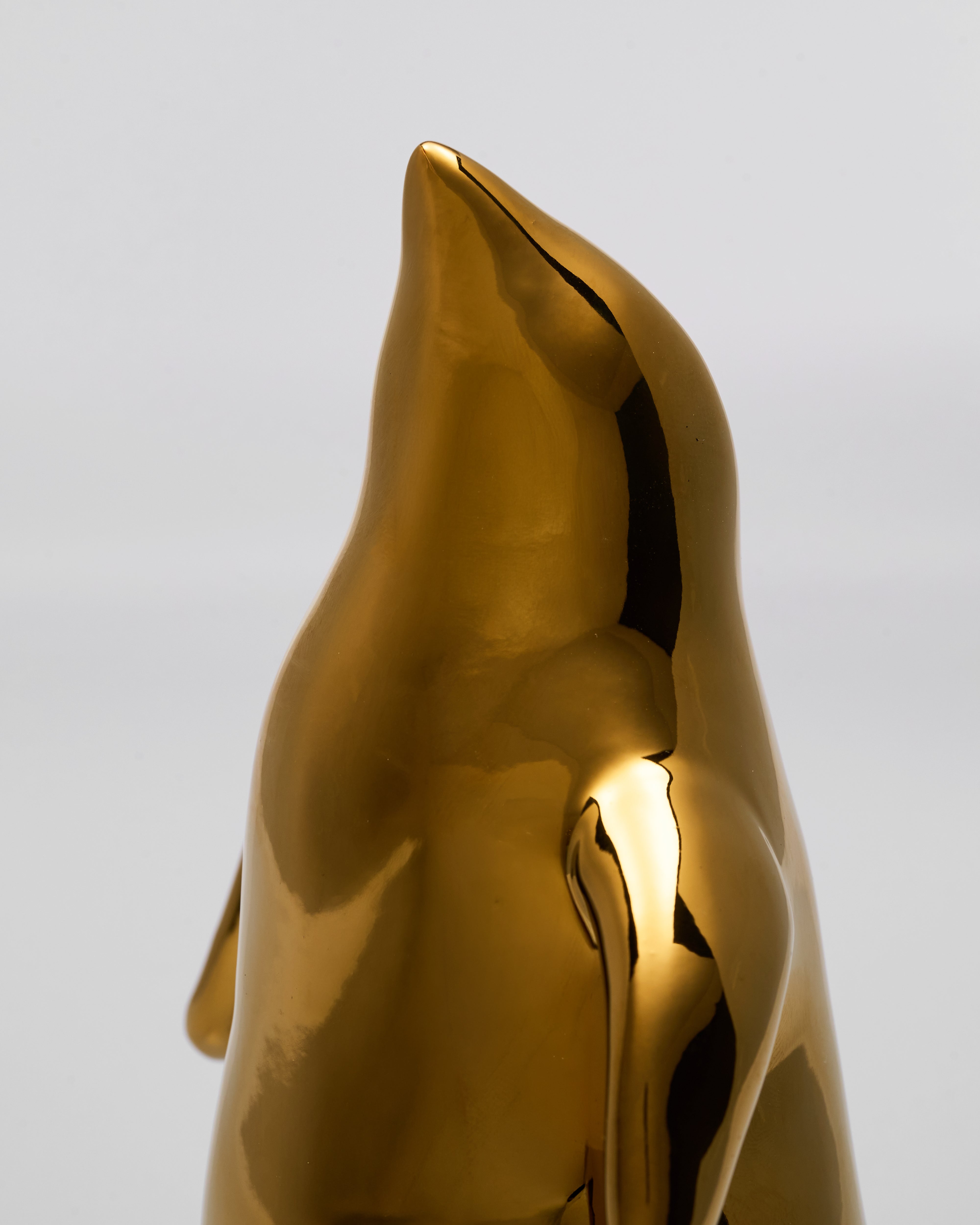 Luxury White and Gold Penguin Family Figurines