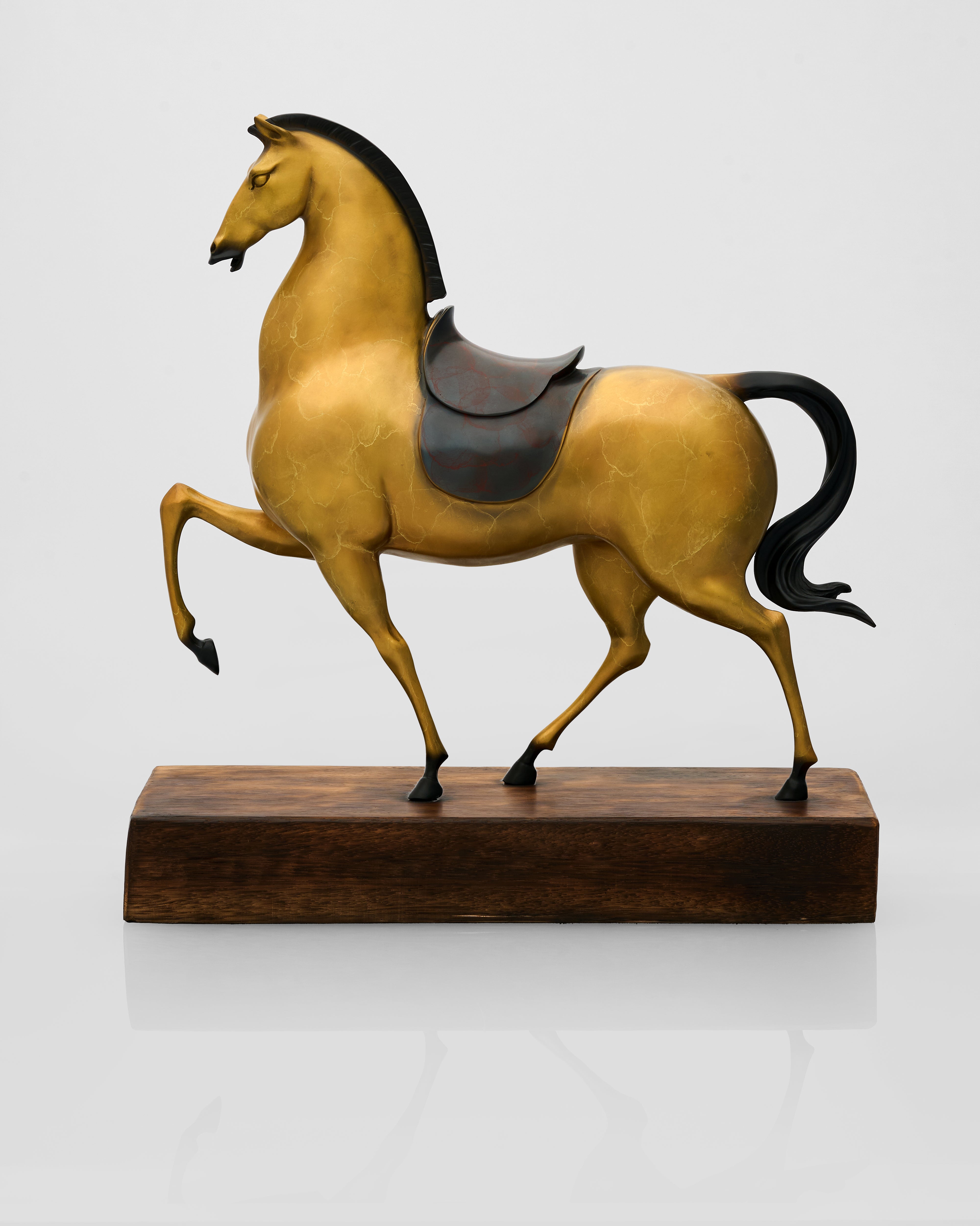 Gilded Stallion Stylized Horse Sculpture