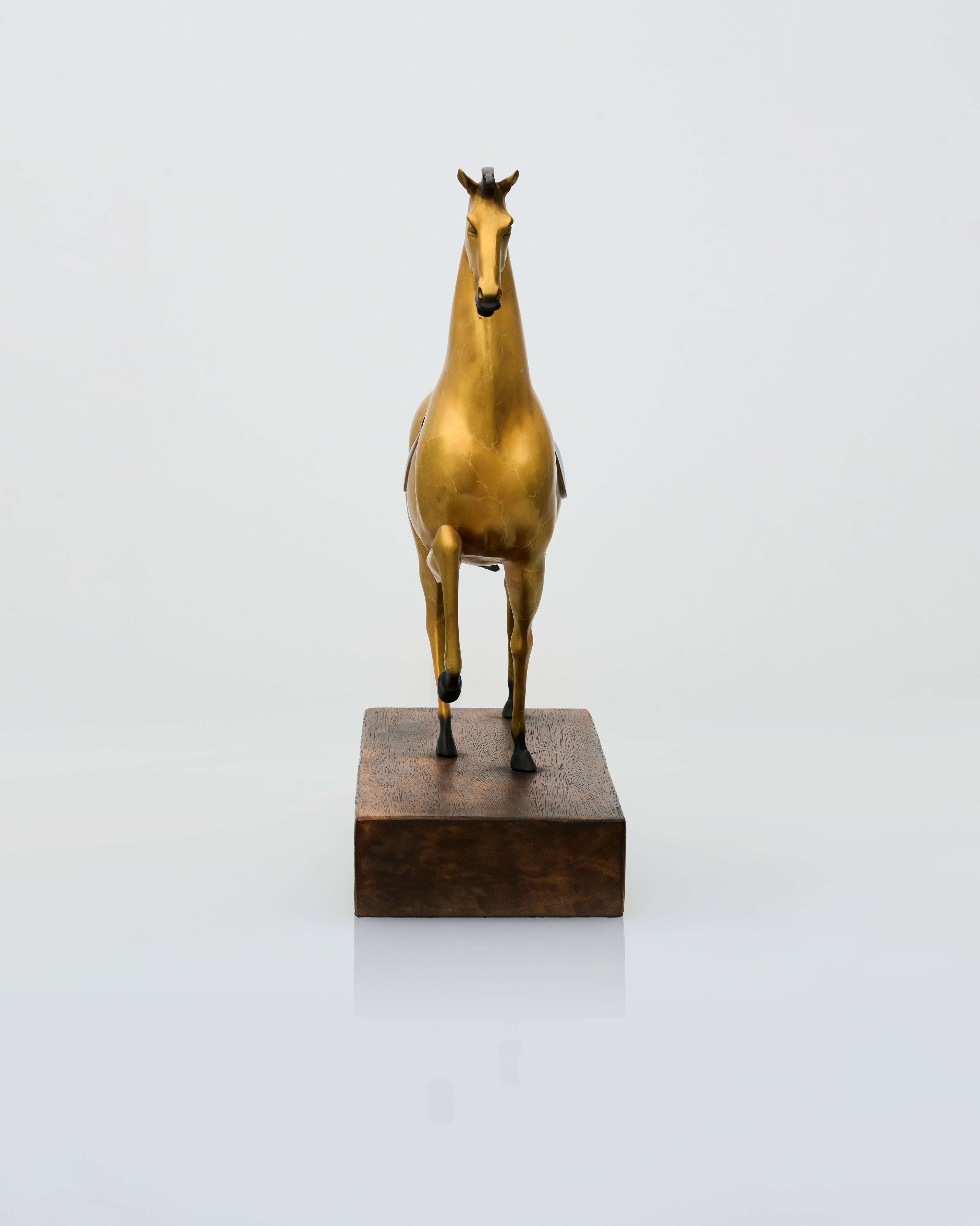 Gilded Stallion Stylized Horse Sculpture