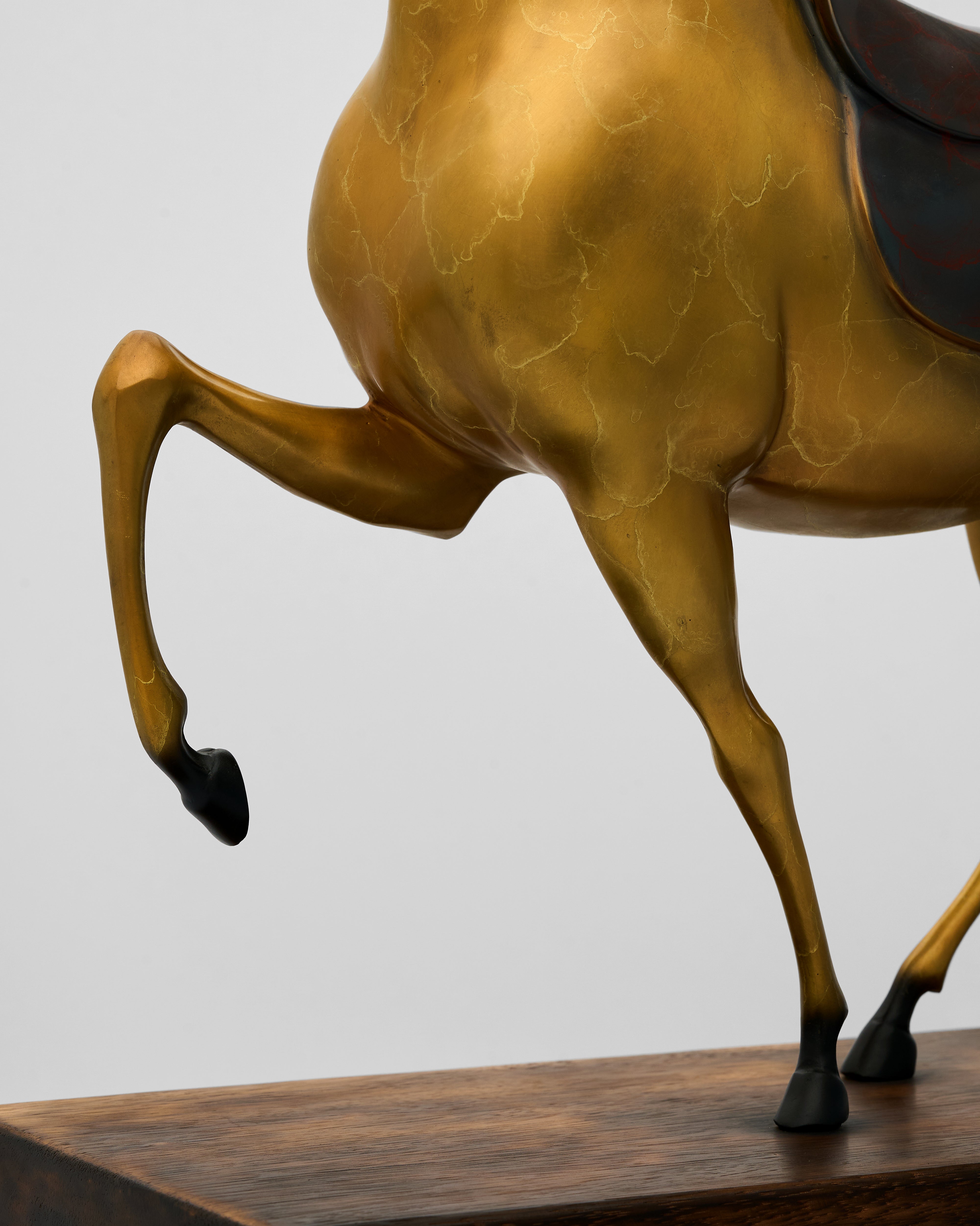 Gilded Stallion Stylized Horse Sculpture