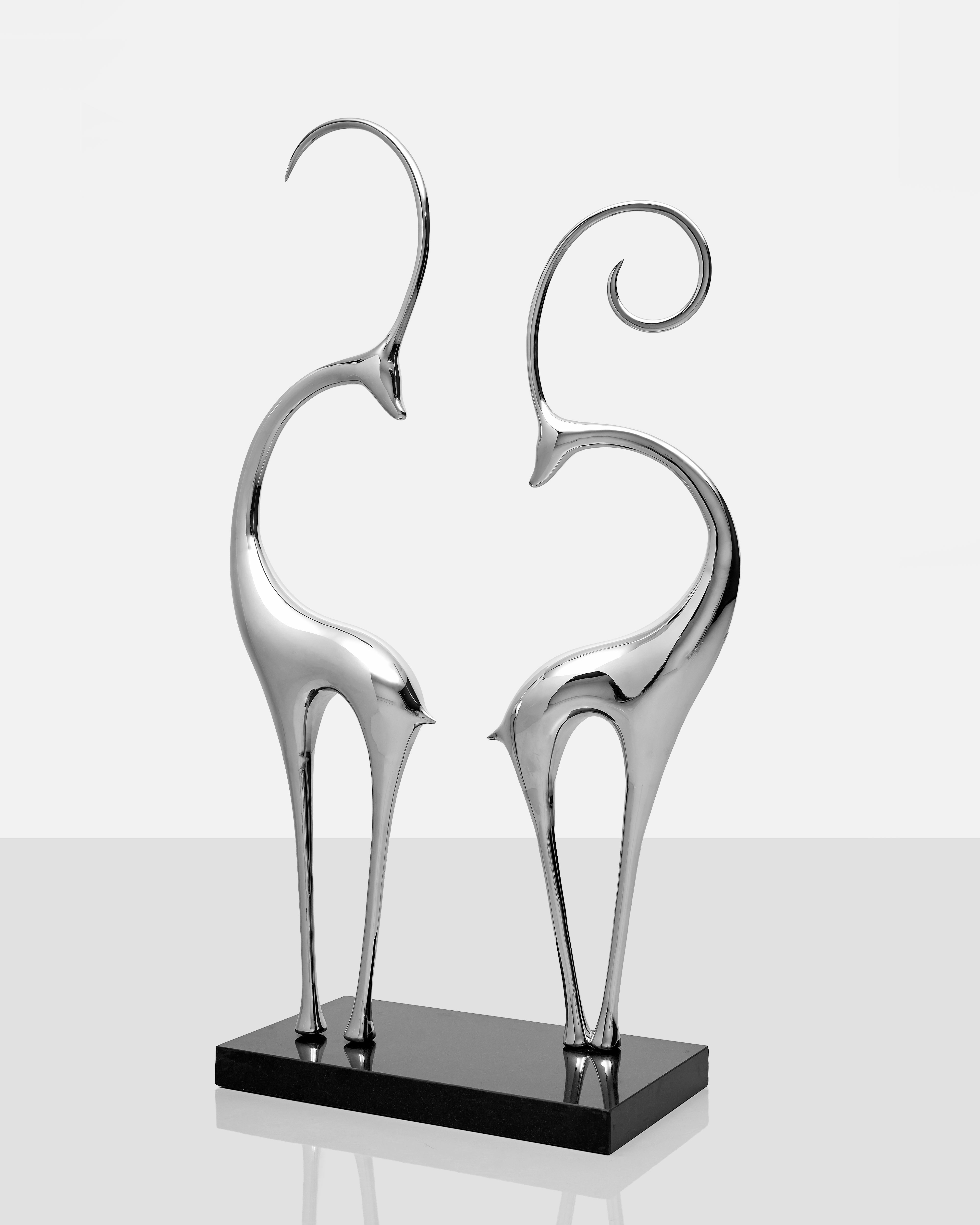 Girry Deer Stainless Steel Sculpture Silver