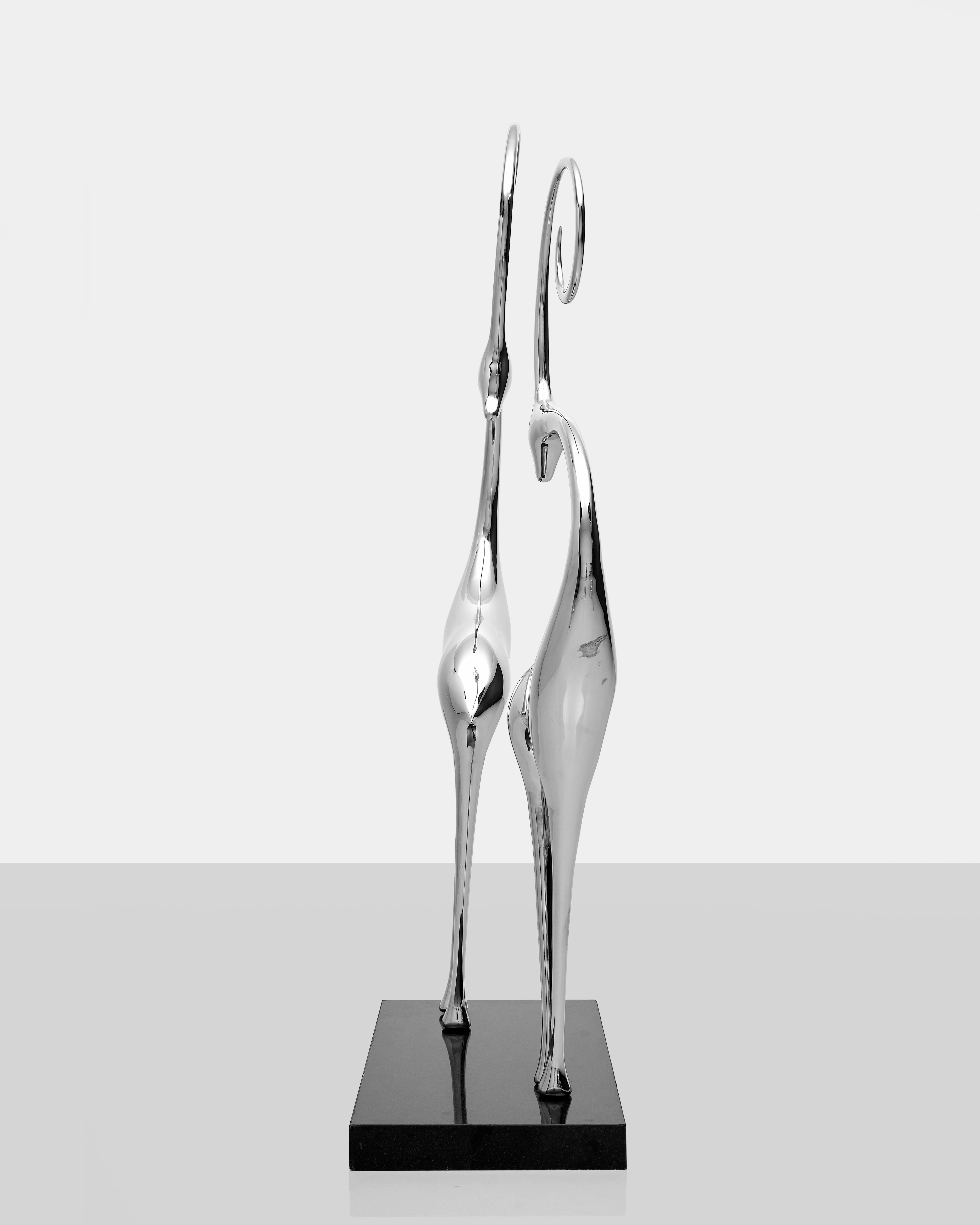 Girry Deer Stainless Steel Sculpture Silver