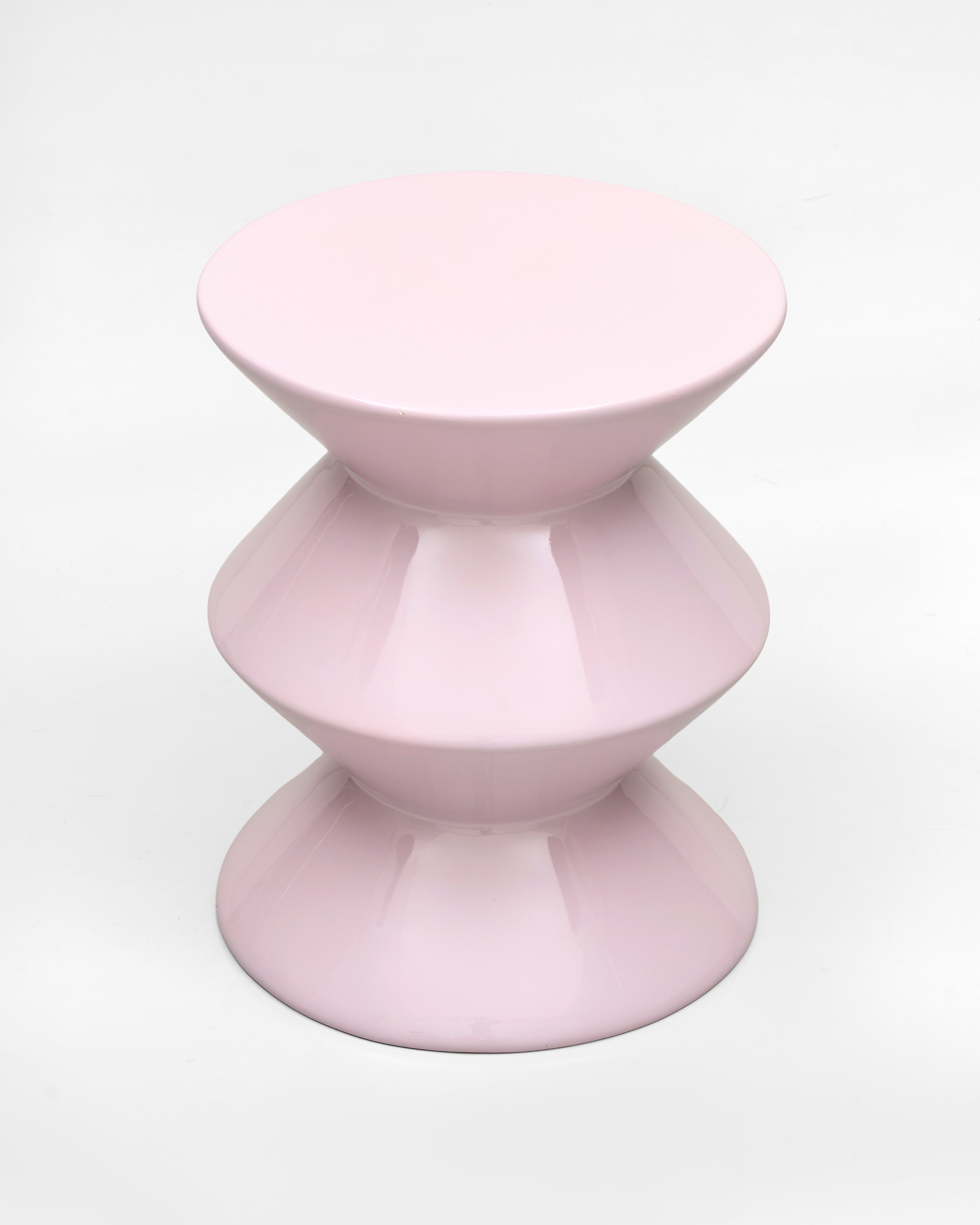 Geo Fibre Glass Side Table - Baby Pink