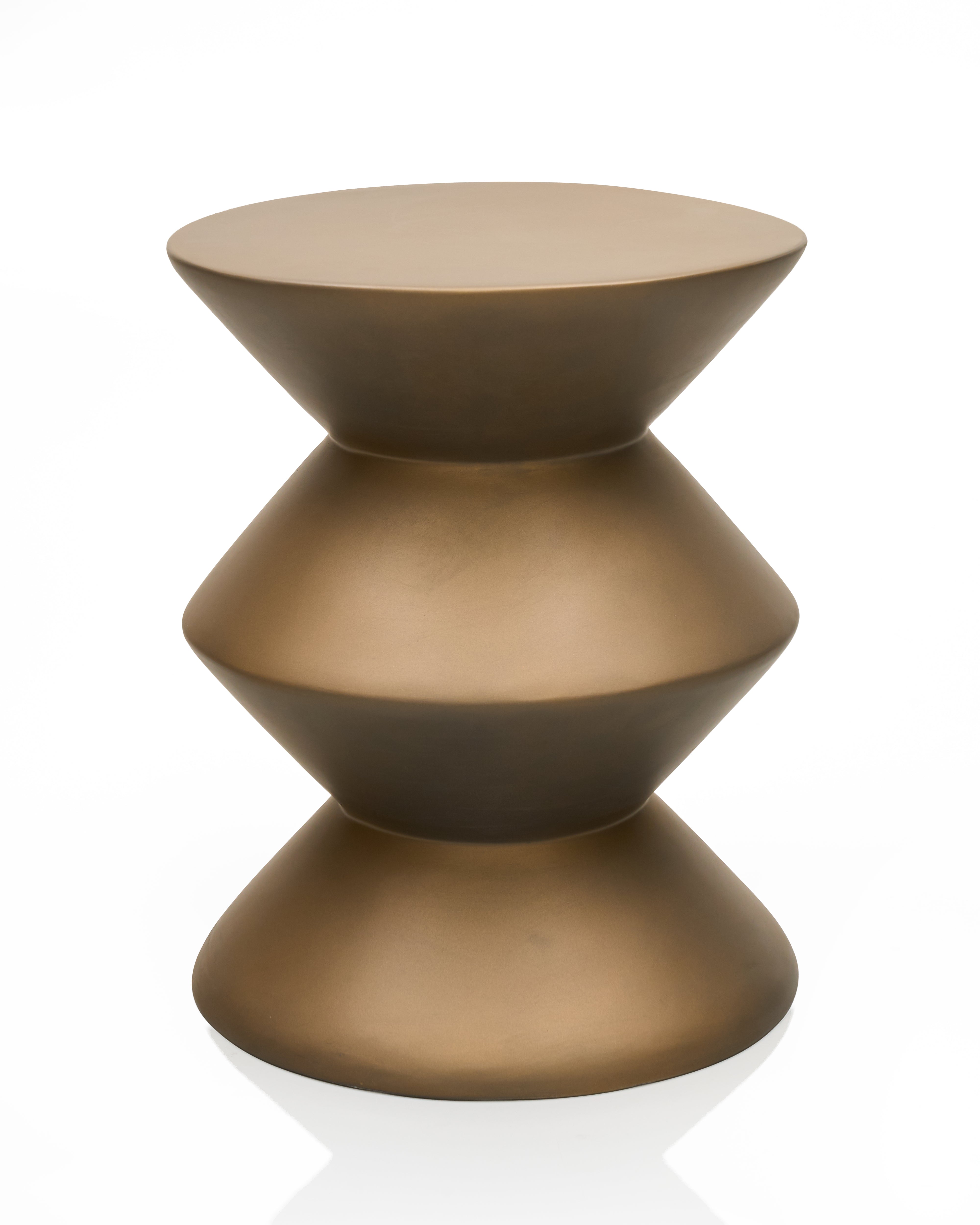 Geo Fibre Glass Side Table - Matte Platinum