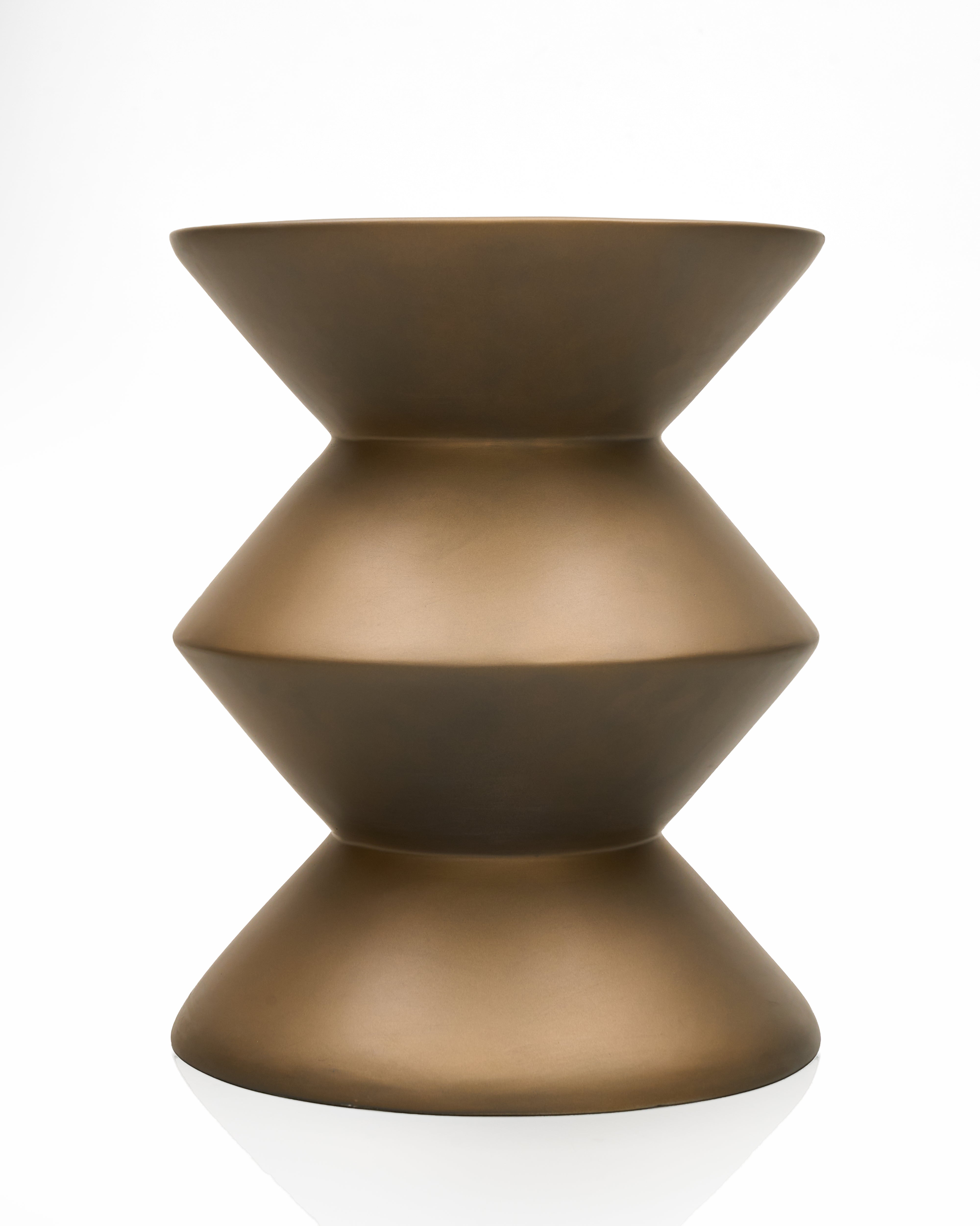 Geo Fibre Glass Side Table - Matte Platinum