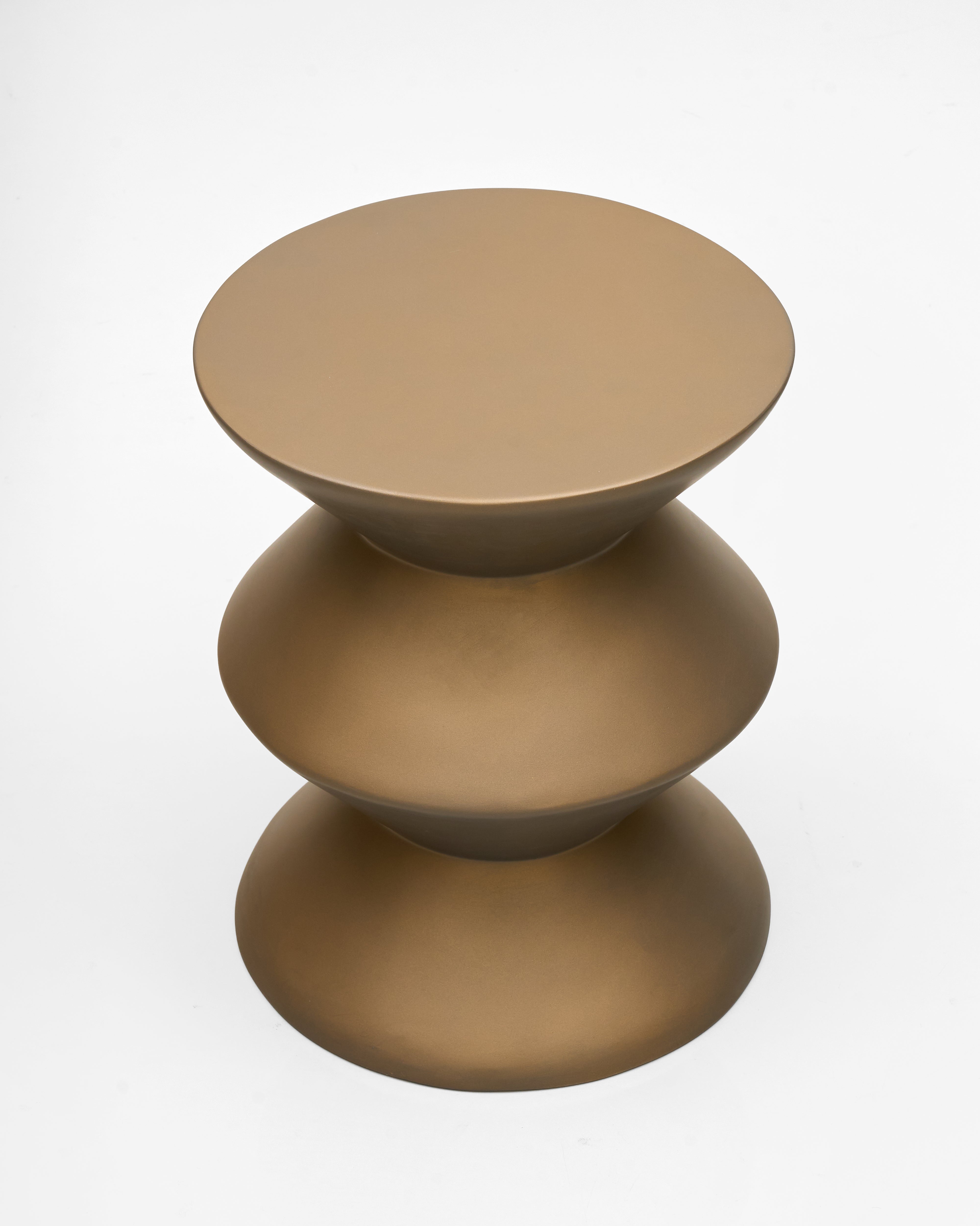 Geo Fibre Glass Side Table - Matte Platinum