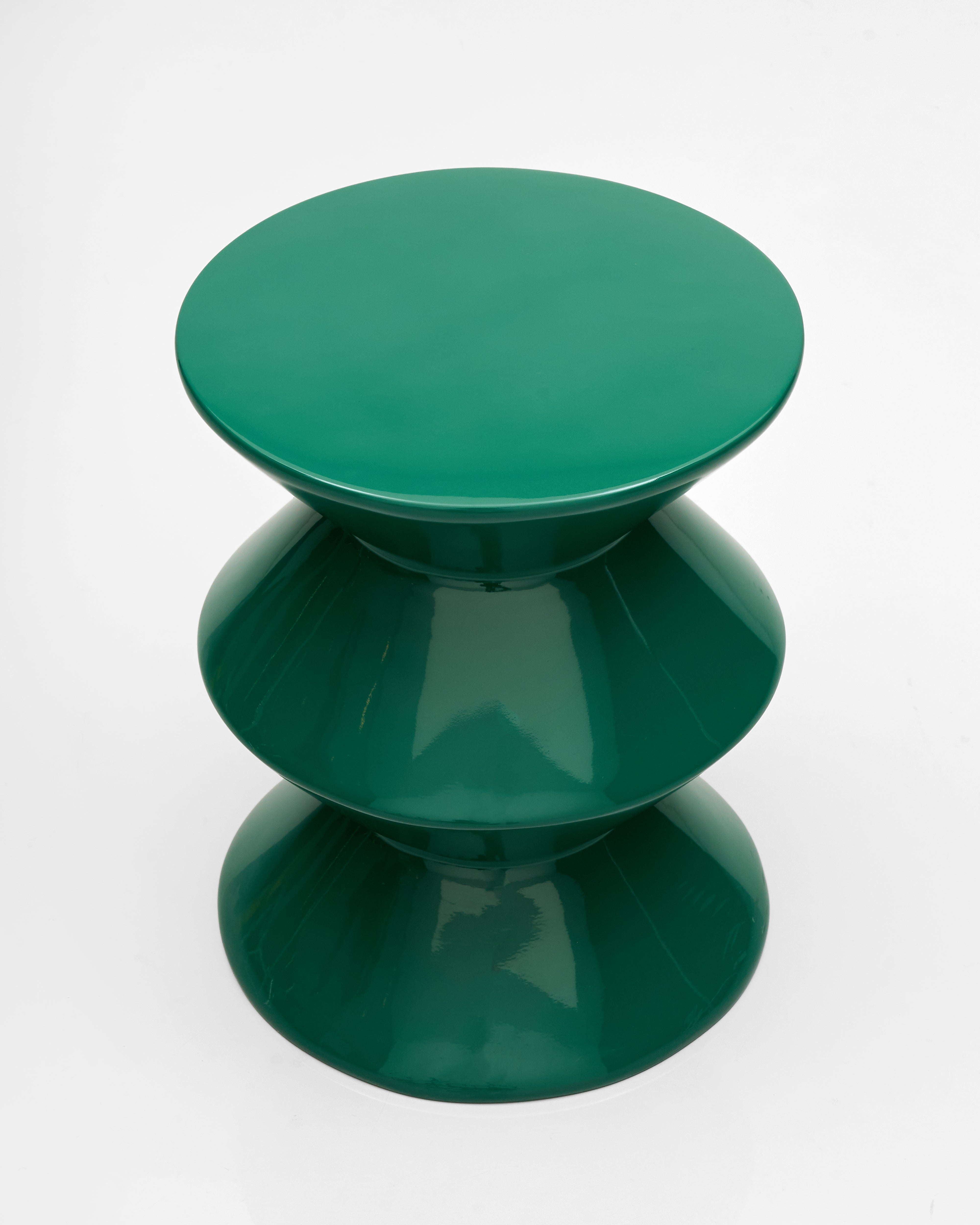 Geo Fibre Glass Side Table - Dark Green